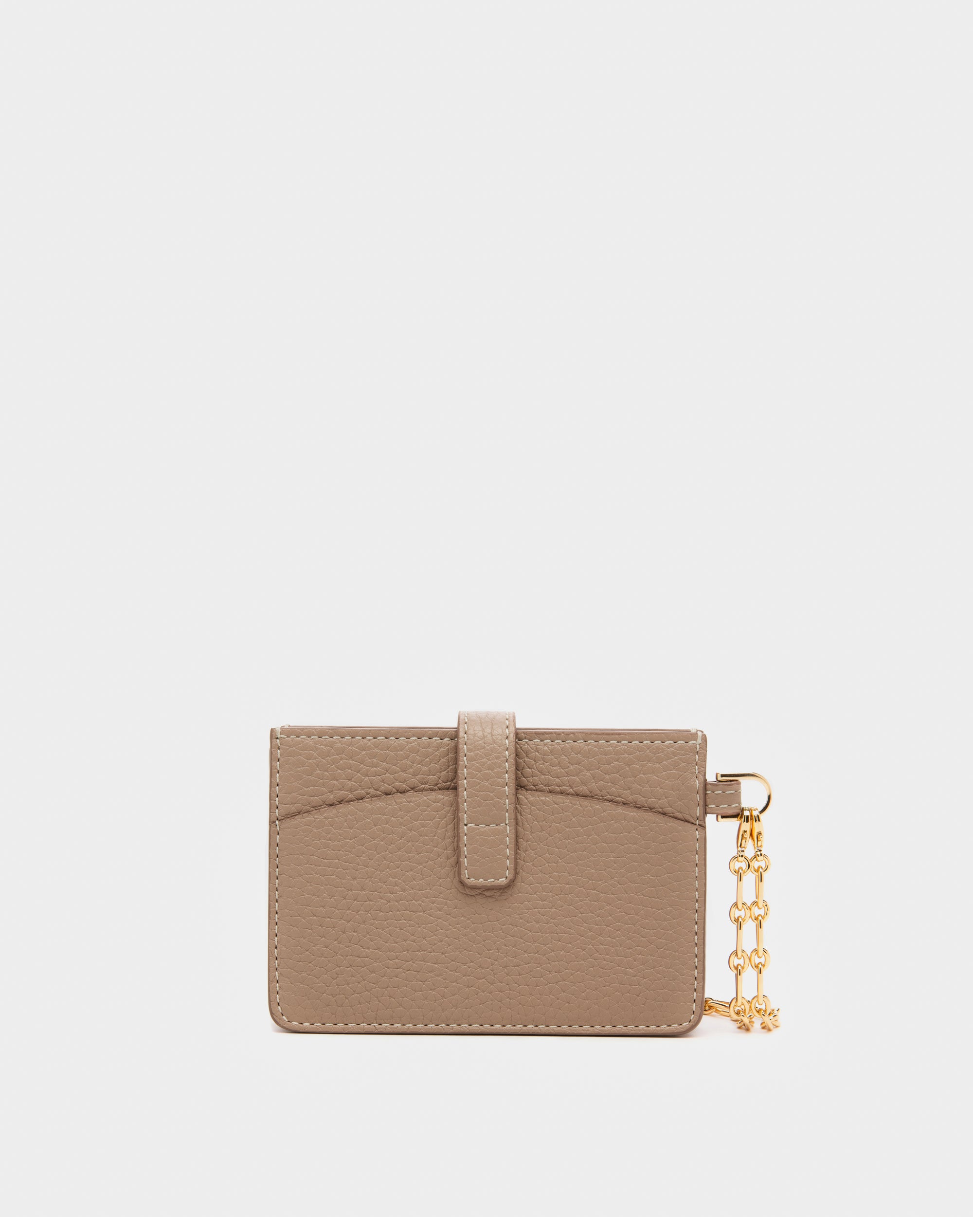 Ava Leather Card Holder In Taupe - Women's - Bally - 02
