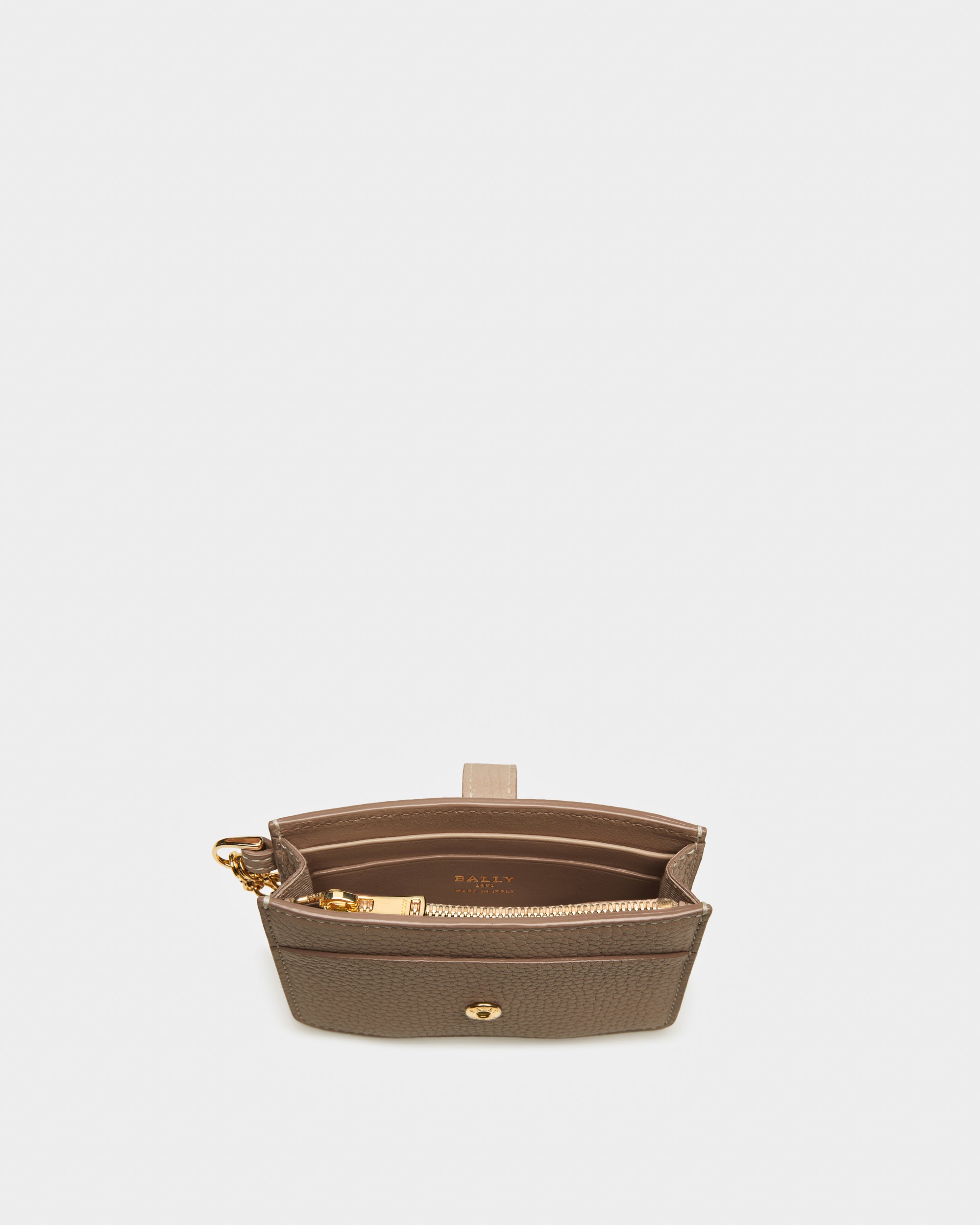 Ava Leather Card Holder In Taupe - Women's - Bally - 03