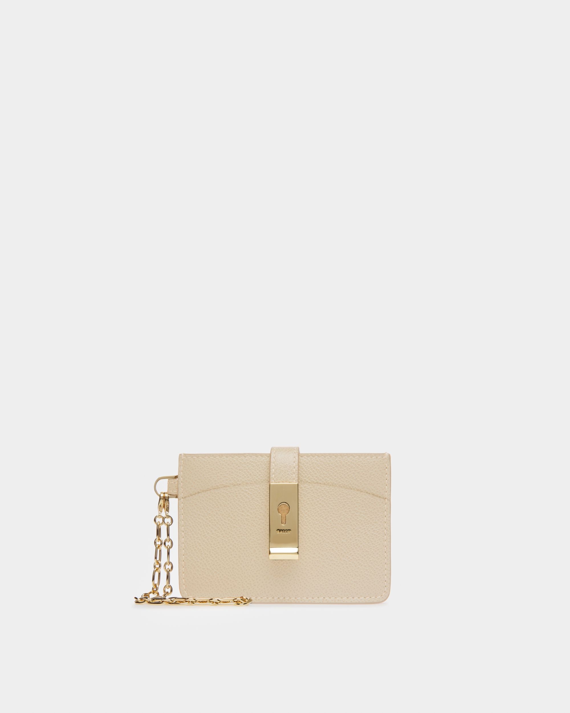 Ava Leather Card Holder In Light Beige - Women's - Bally - 01