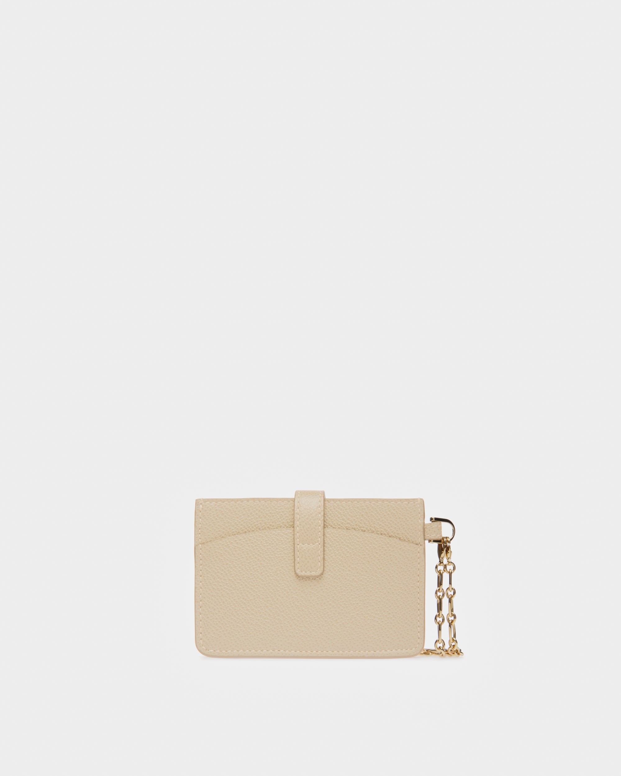 Ava Leather Card Holder In Light Beige - Women's - Bally - 02