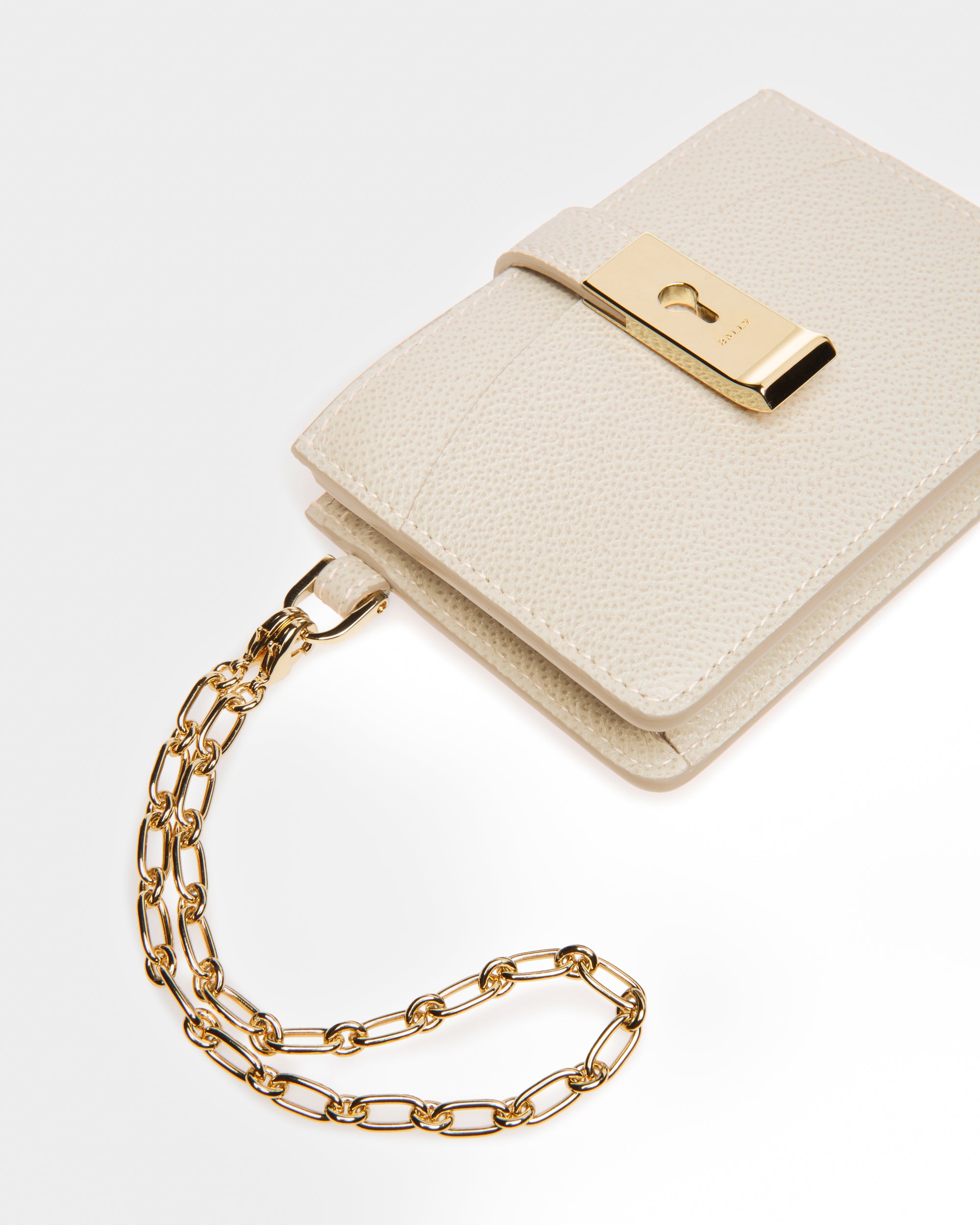 Ava Leather Card Holder In Light Beige - Women's - Bally - 04