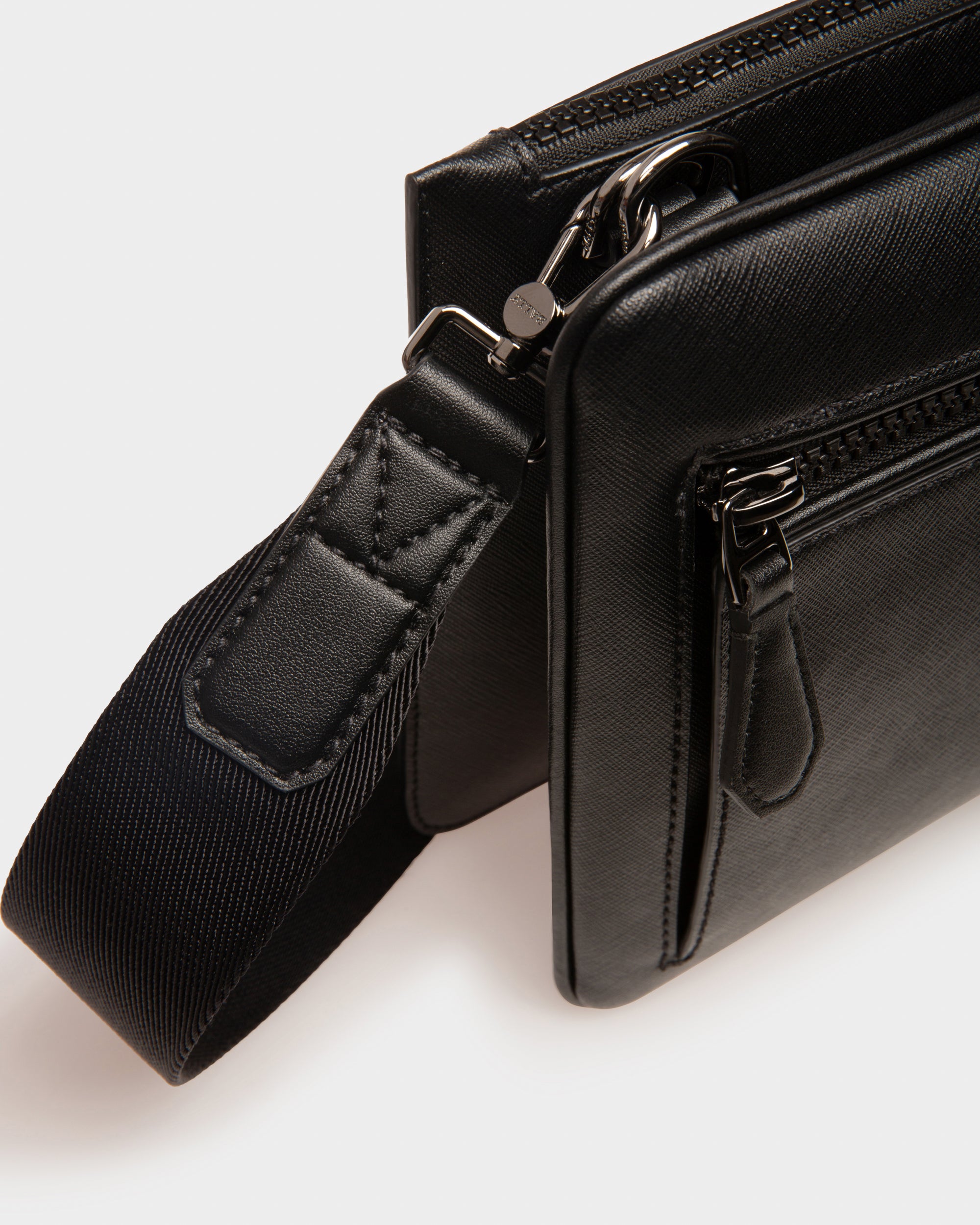 Milvar Recycled Leather Crossbody Bag In Black - Men's - Bally - 03