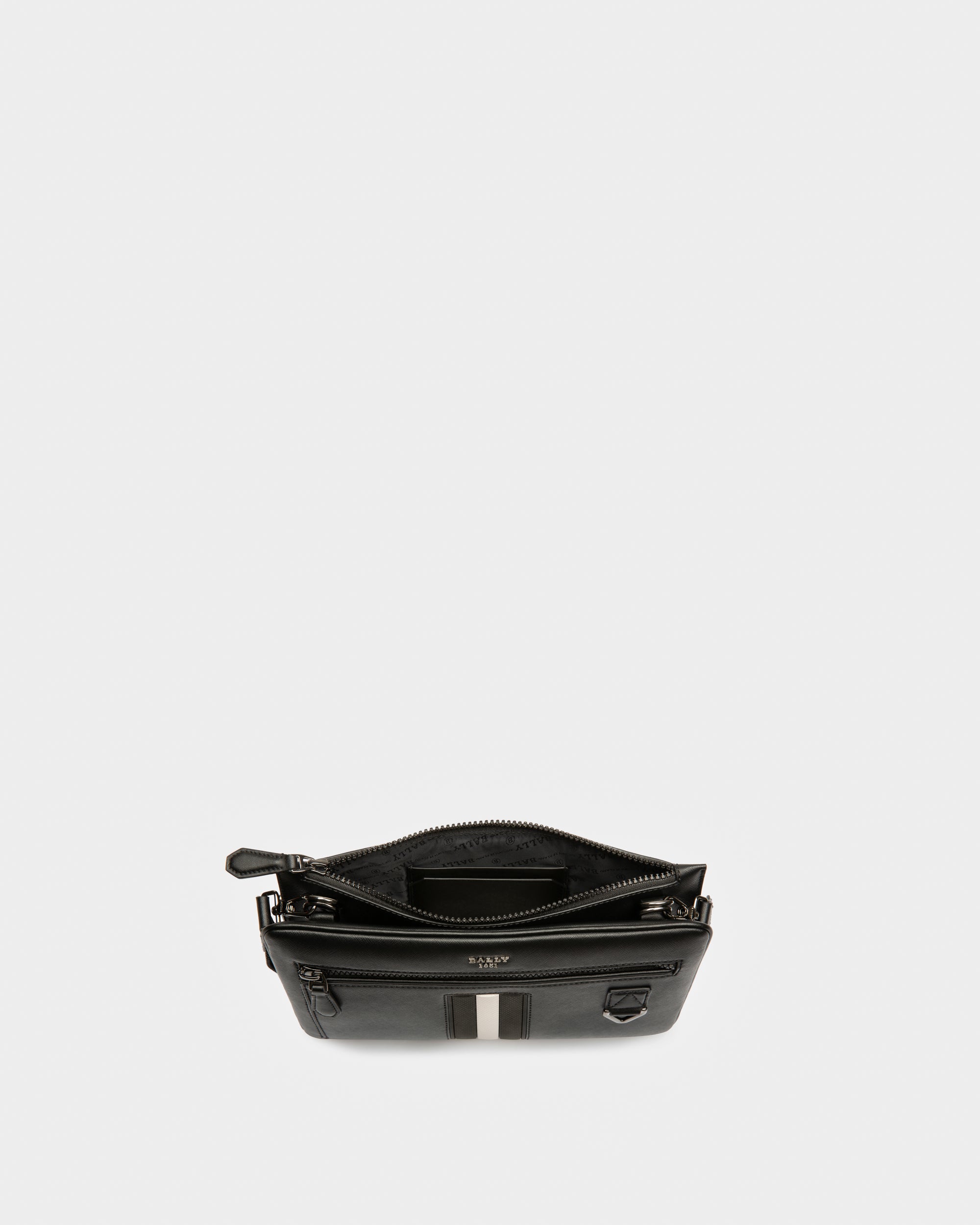 Milvar Recycled Leather Crossbody Bag In Black - Men's - Bally - 04