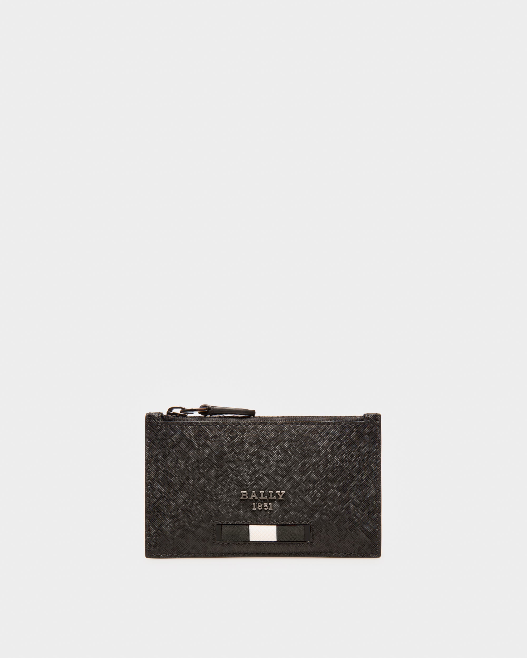Babe Recycled Leather Card Holder In Black - Men's - Bally - 01