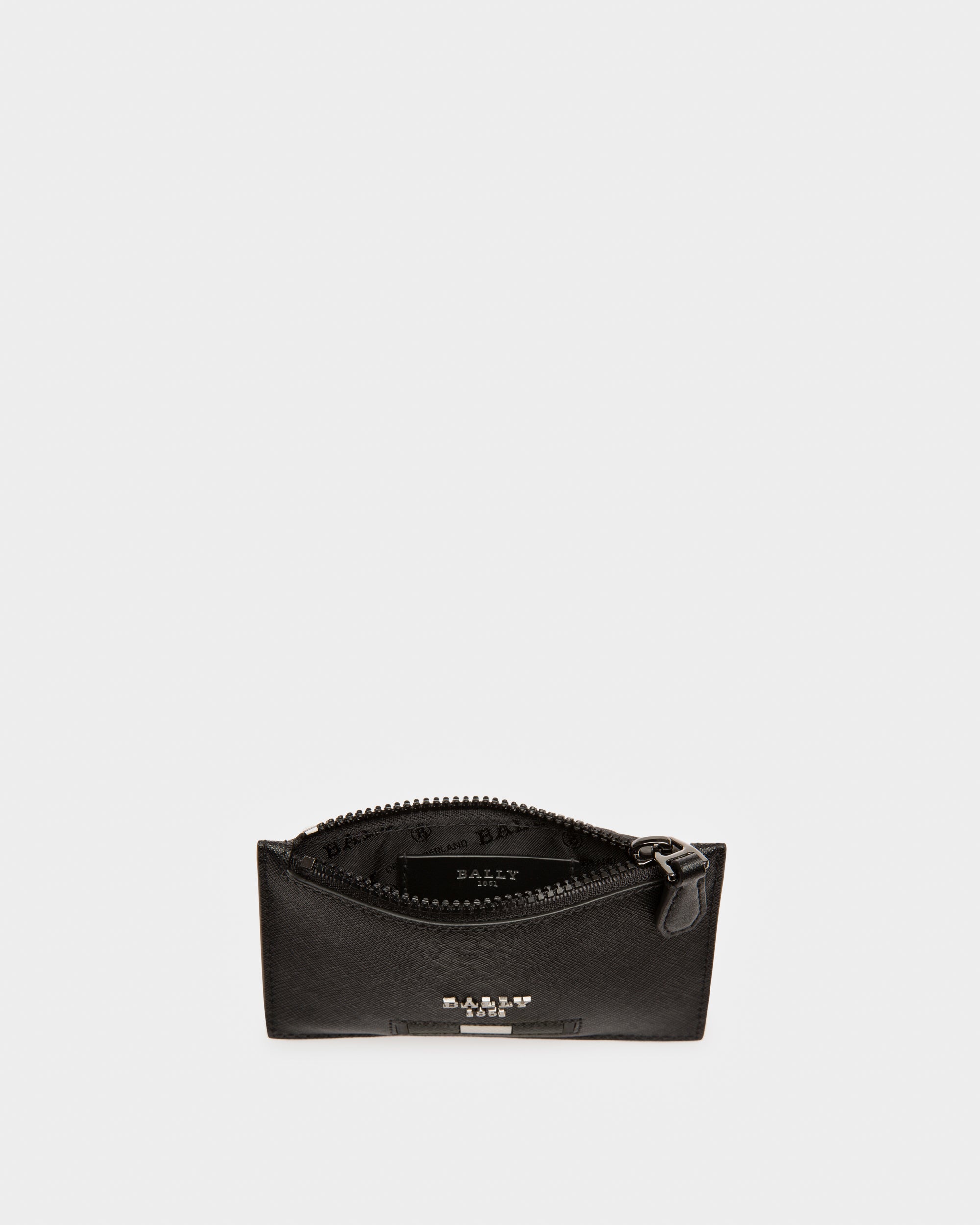 Babe Recycled Leather Card Holder In Black - Men's - Bally - 03