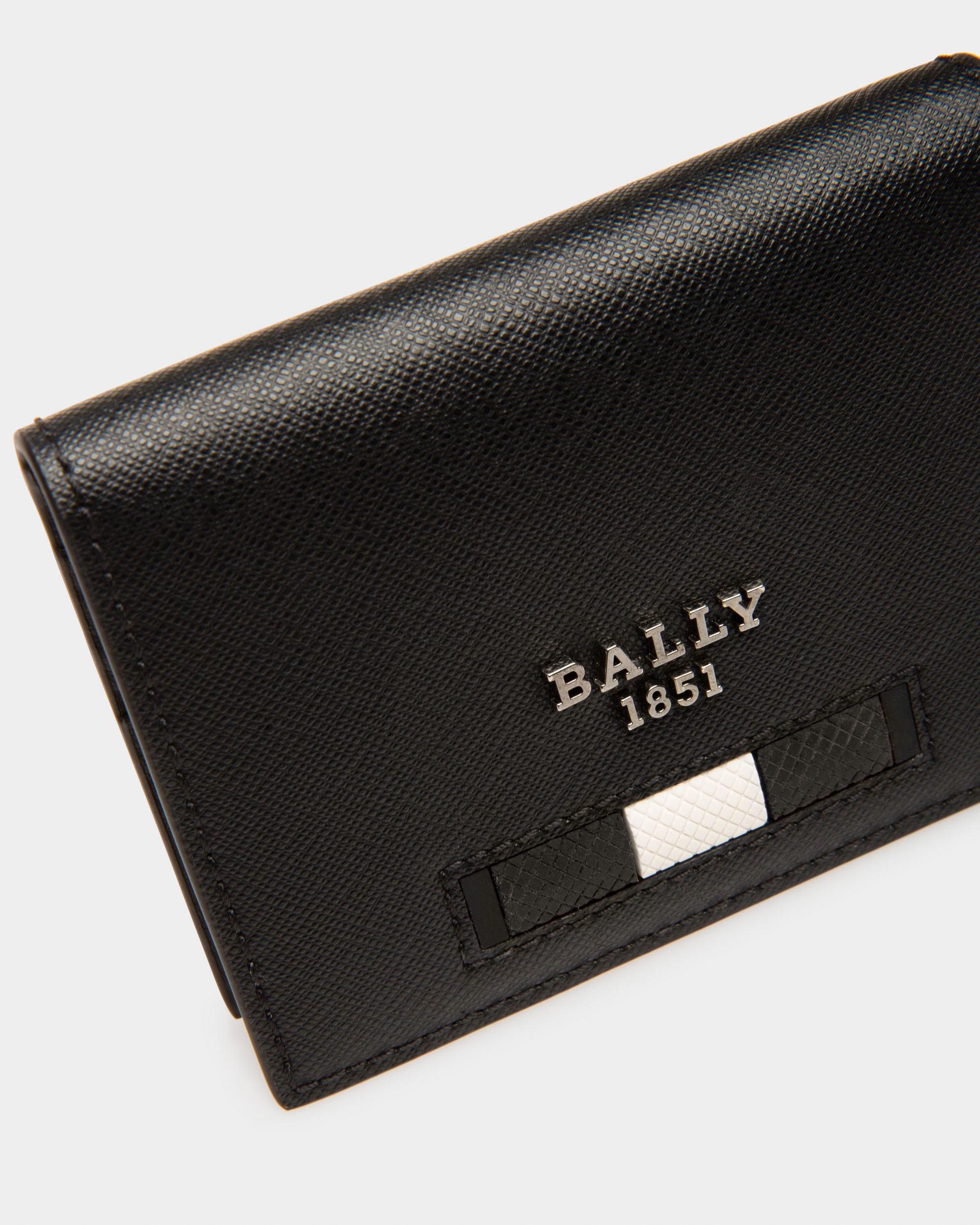 Balder Recycled Leather Card Holder In Black - Men's - Bally - 03