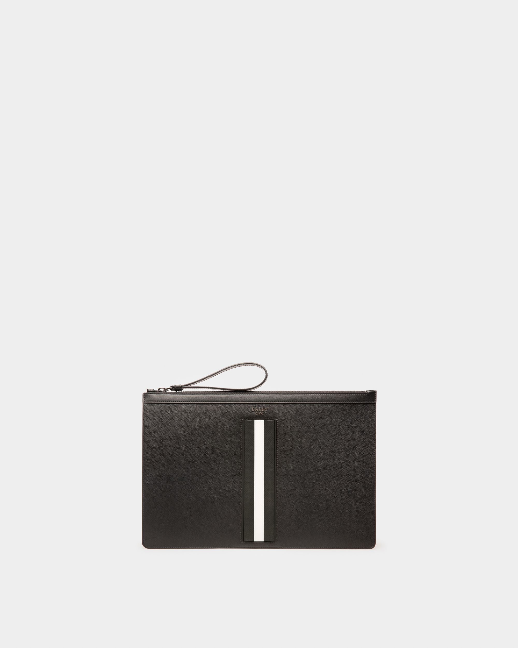 Bollis Recycled Leather Pouch In Black - Men's - Bally - 01