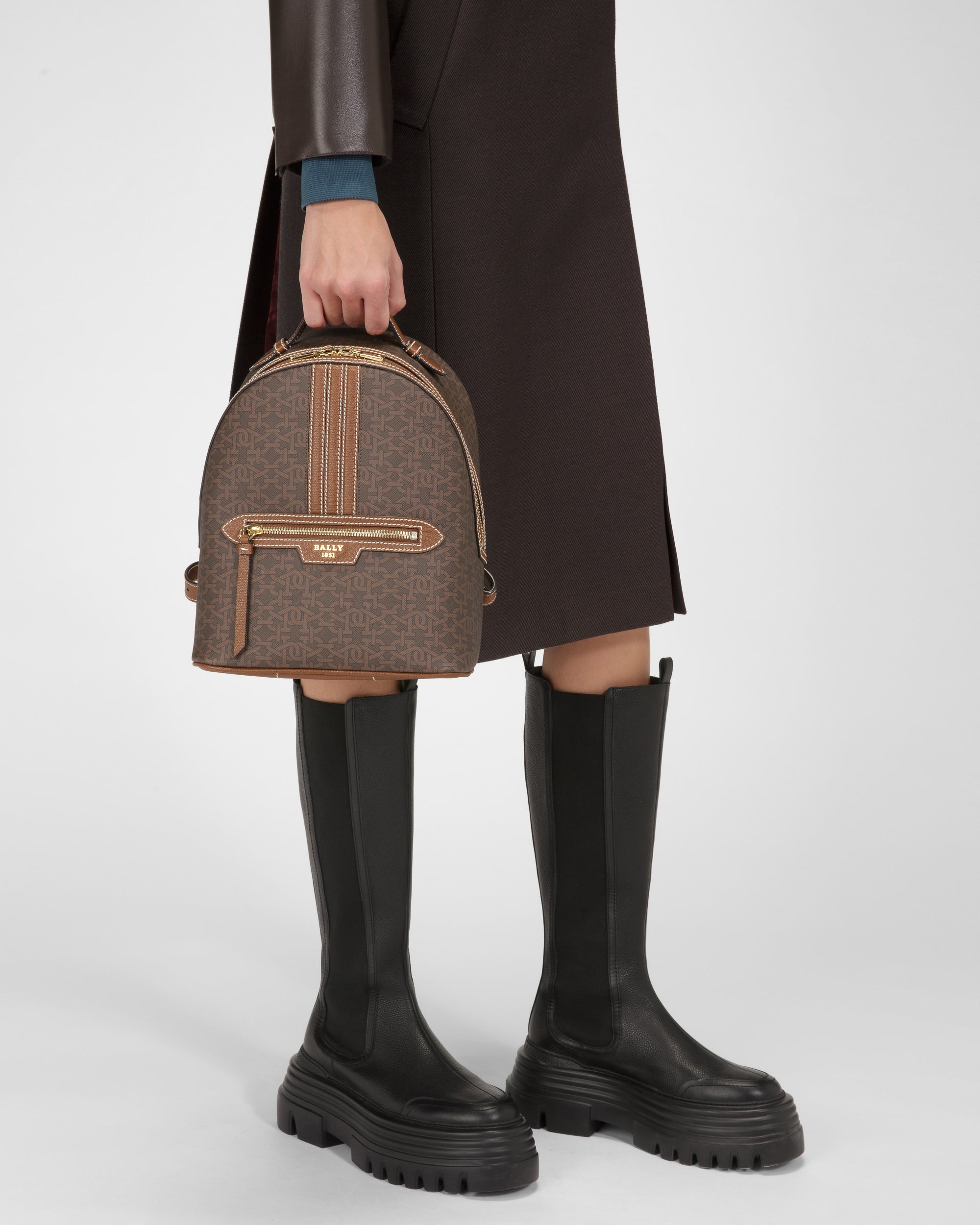 Daffi Tpu Backpack In Brown - Women's - Bally - 01