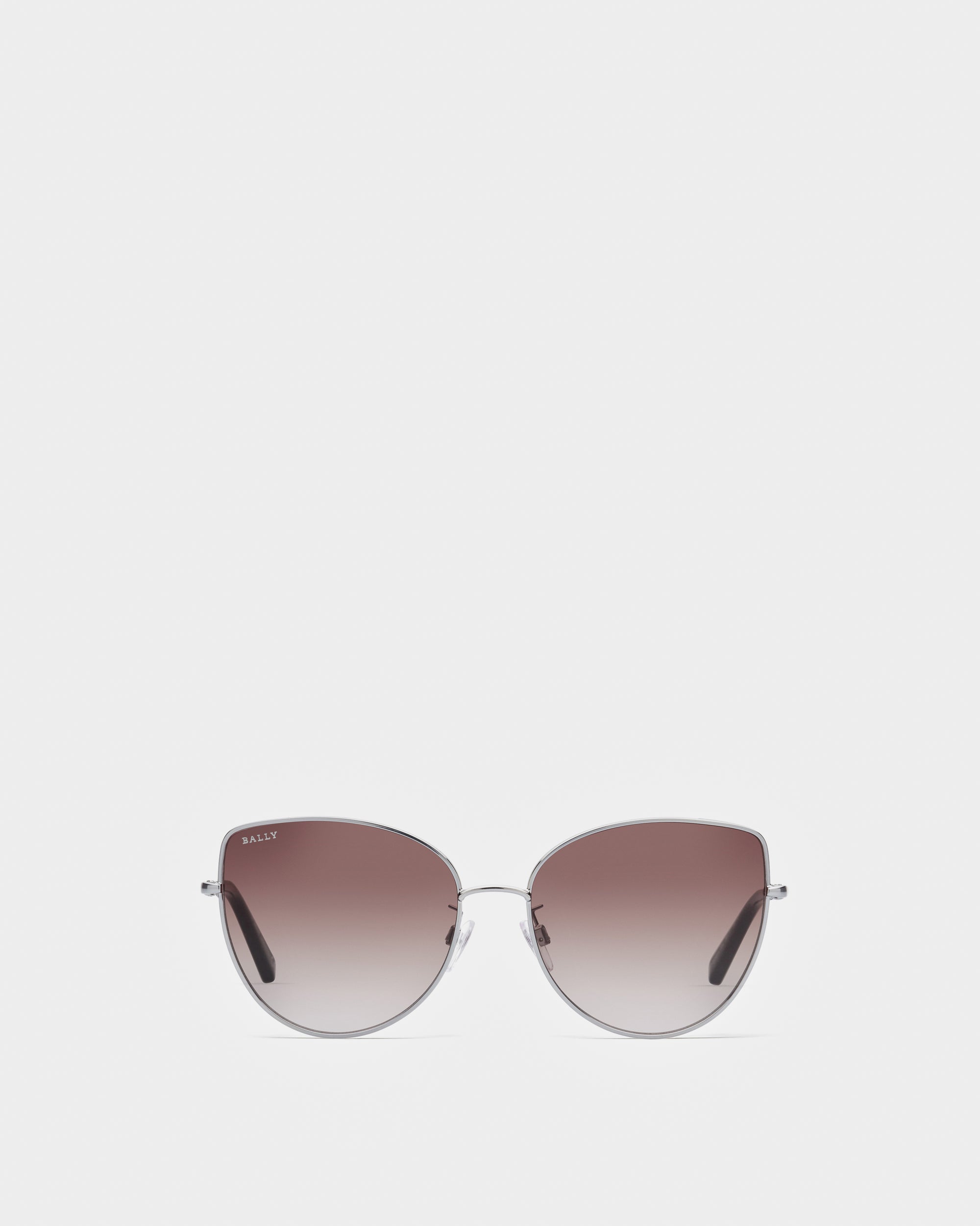 Glow Metal Sunglasses In Matte Light Blue & Gradient Lens - Women's - Bally - 01