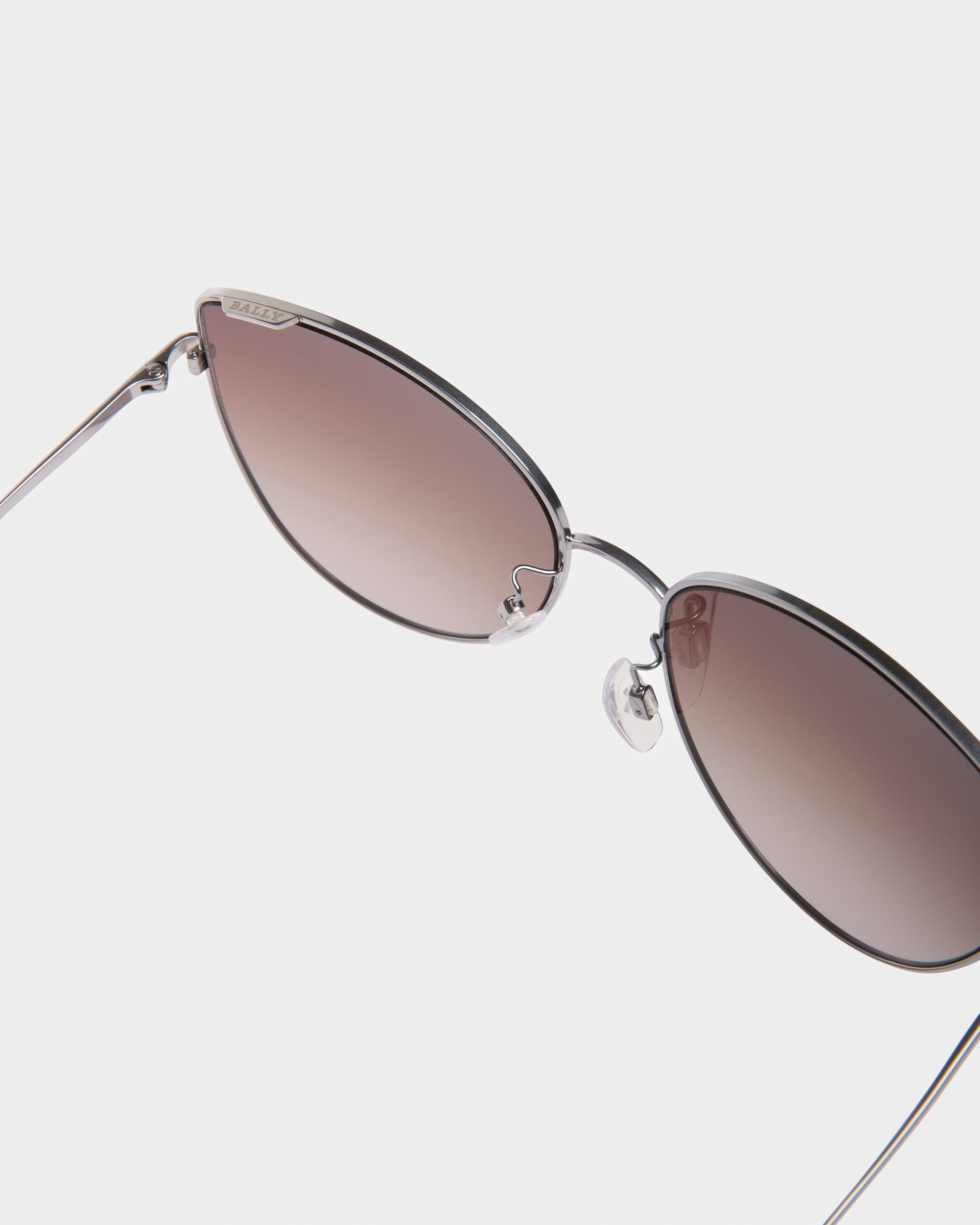 Glow Metal Sunglasses In Matte Light Blue & Gradient Lens - Women's - Bally - 02