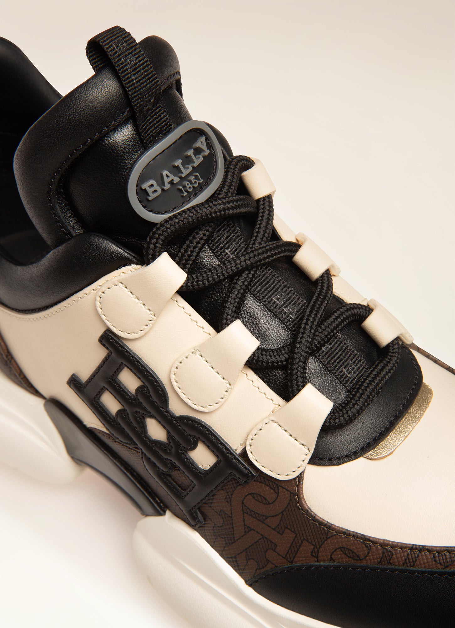 Claires Leather Sneakers In Black & Bone - Women's - Bally - 02