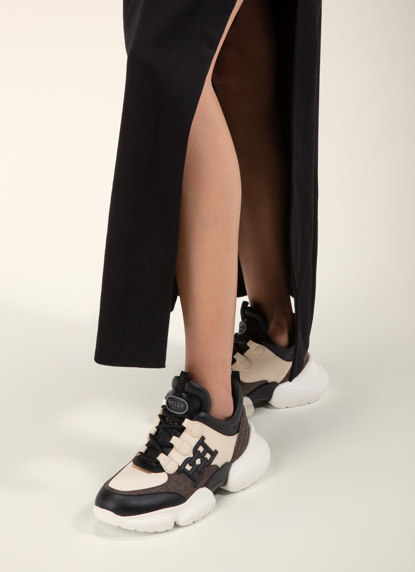 Claires Leather Sneakers In Black & Bone - Women's - Bally - 06