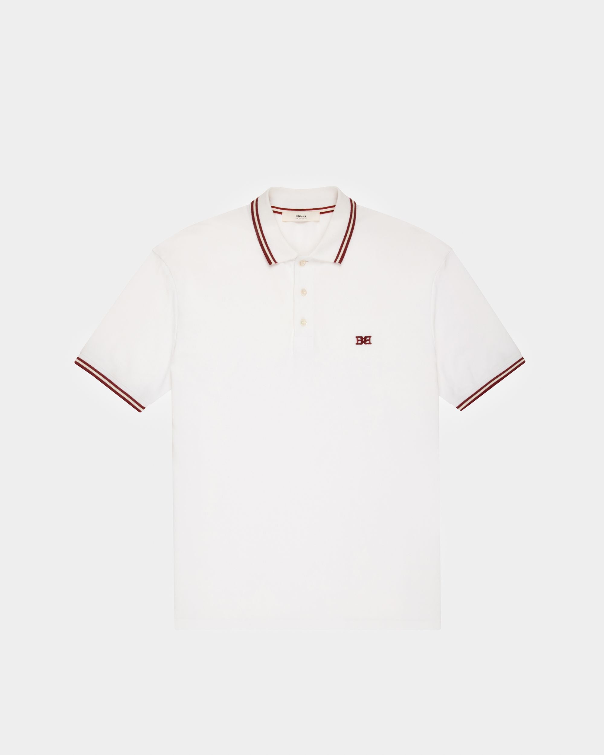 Cotton Polo Shirt In White - Men's - Bally - 01