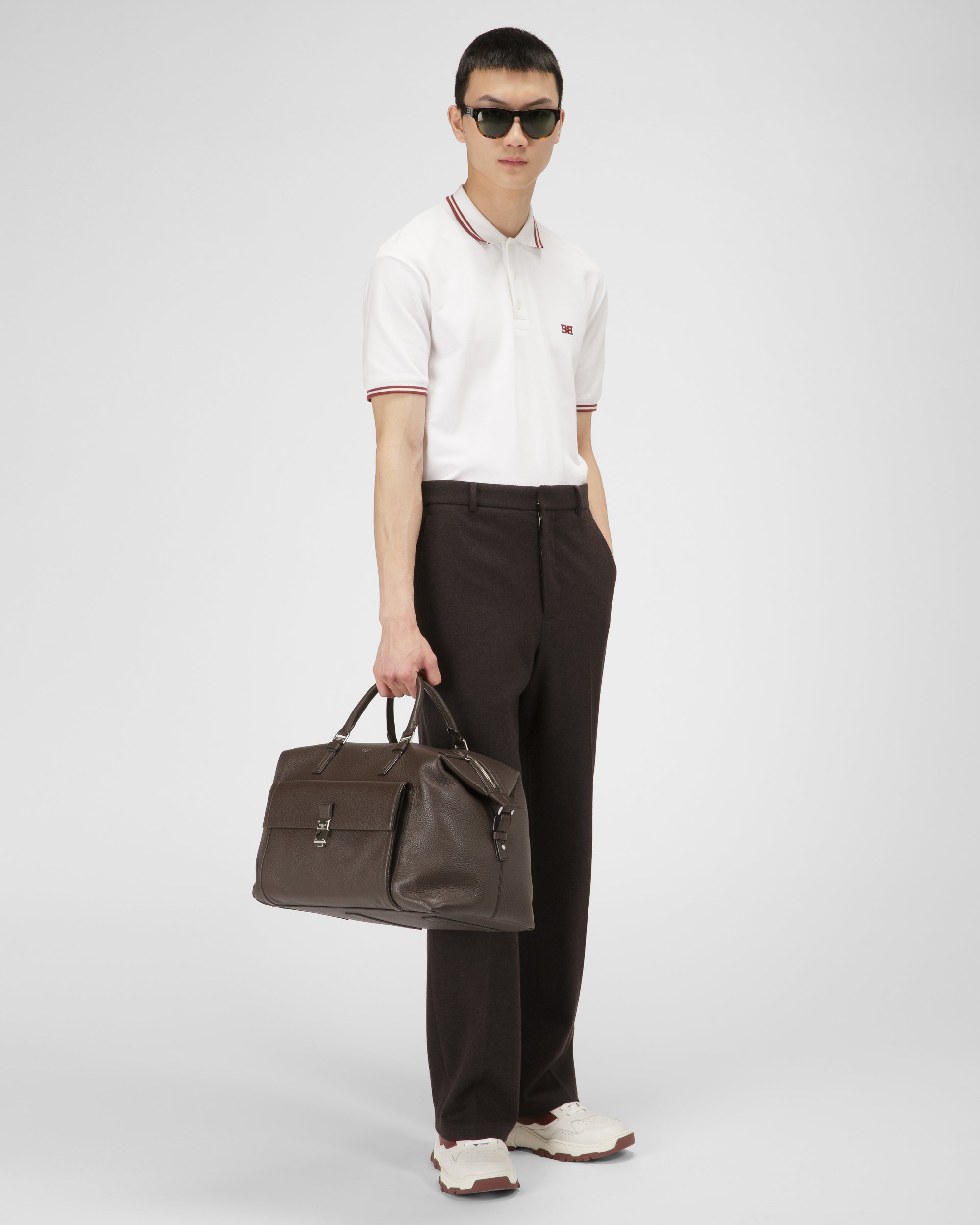 Cotton Polo Shirt In White - Men's - Bally - 05