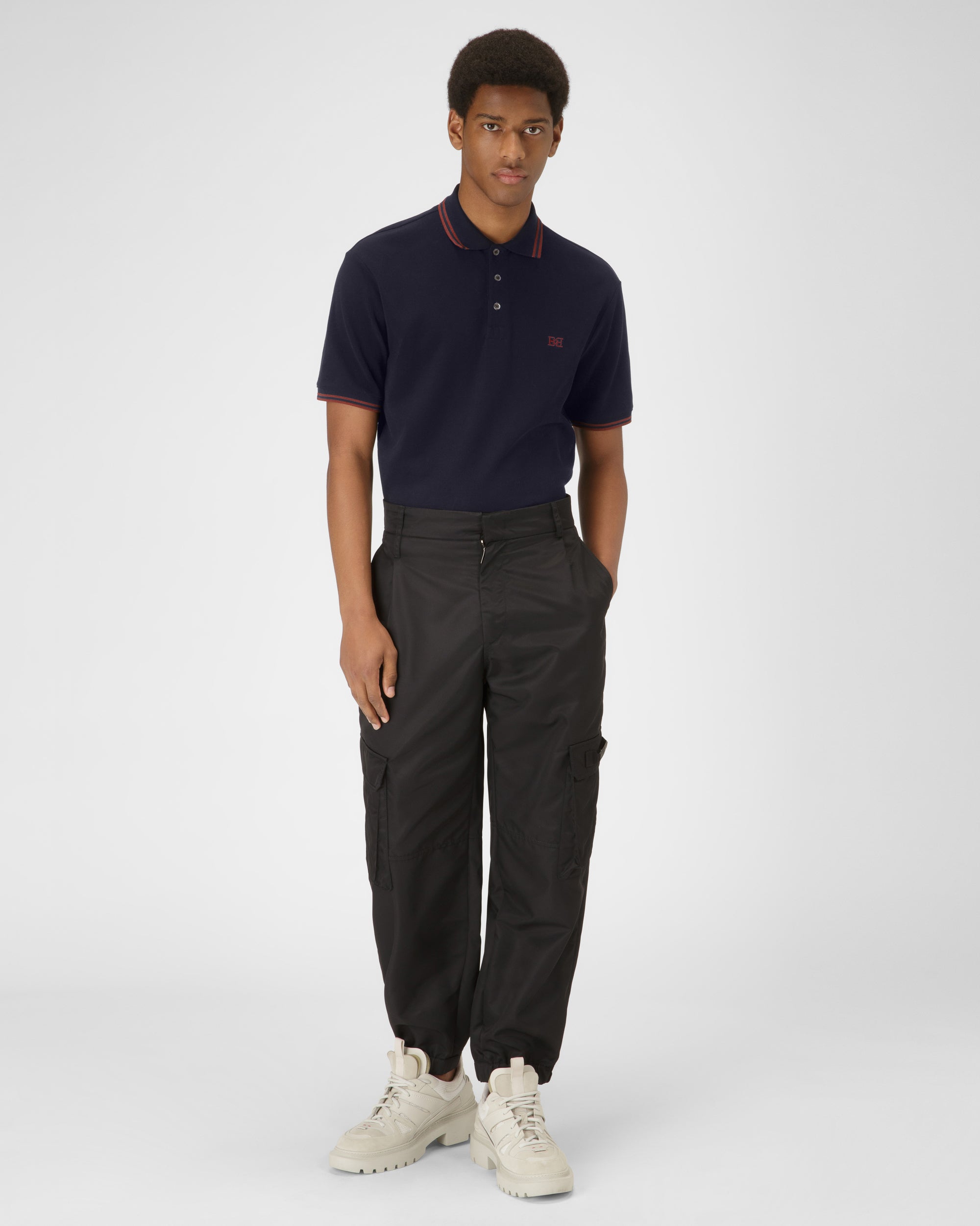 Cotton Polo Shirt In Navy - Men's - Bally - 05