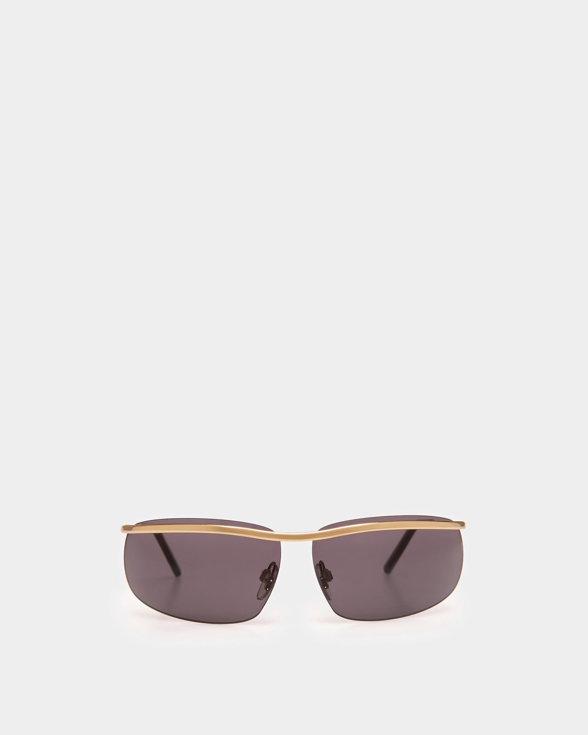Shark Rimless Sunglasses In Shiny Gold Metal & Smoke - Other - Bally - 01