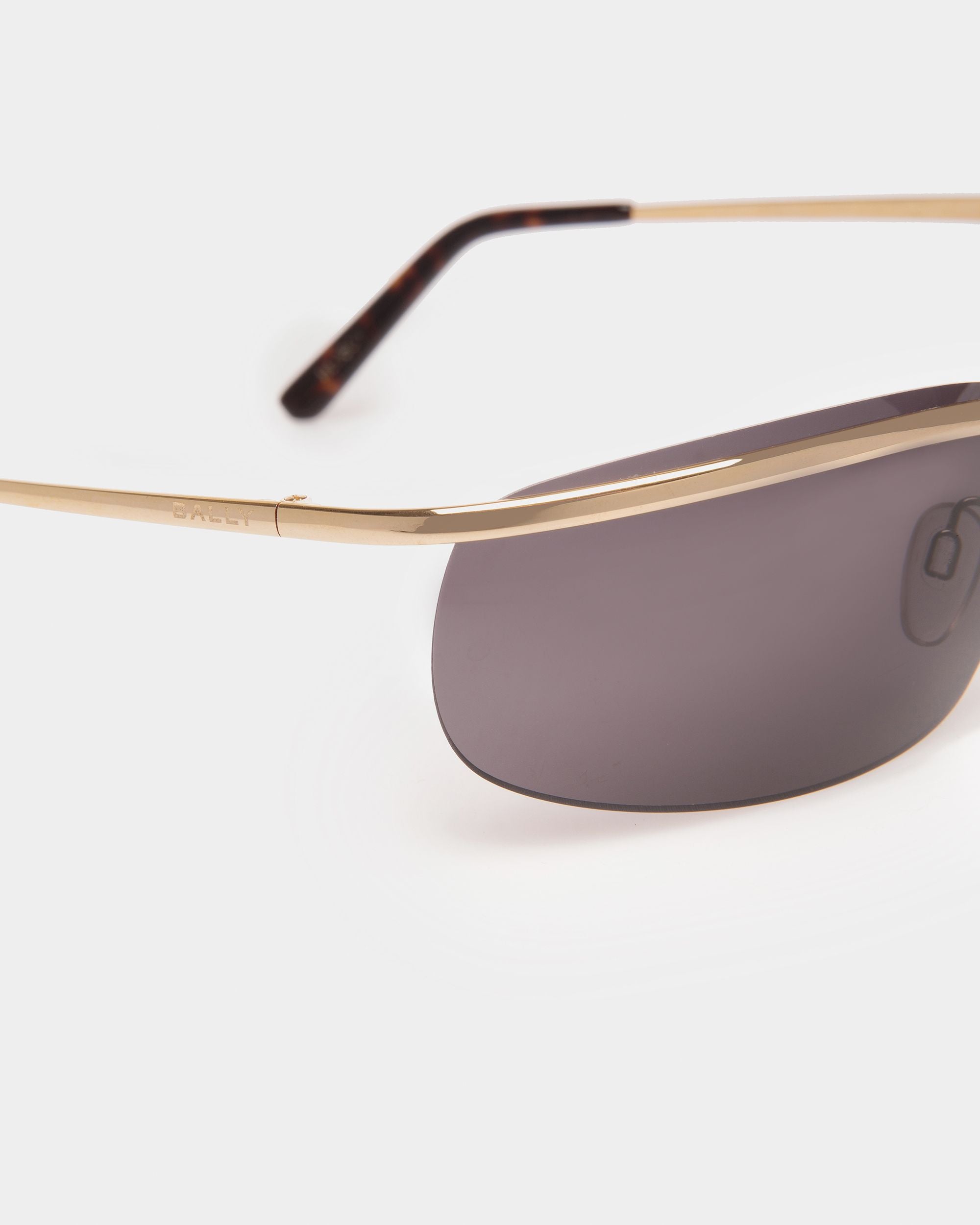 Shark Rimless Sunglasses In Shiny Gold Metal & Smoke - Other - Bally - 03