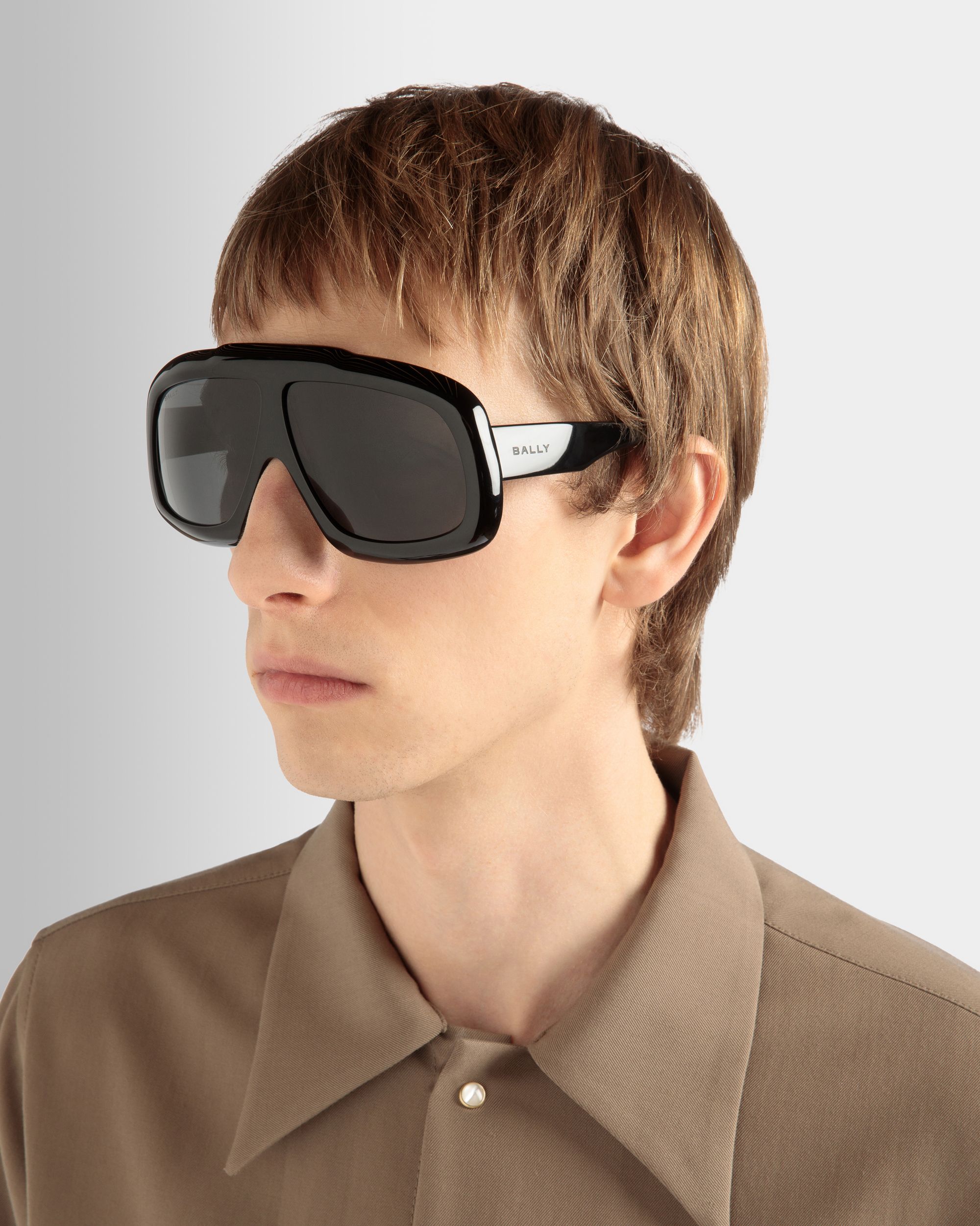 Eyger Acetate Sunglasses In Black and Smoke - Other - Bally - 02