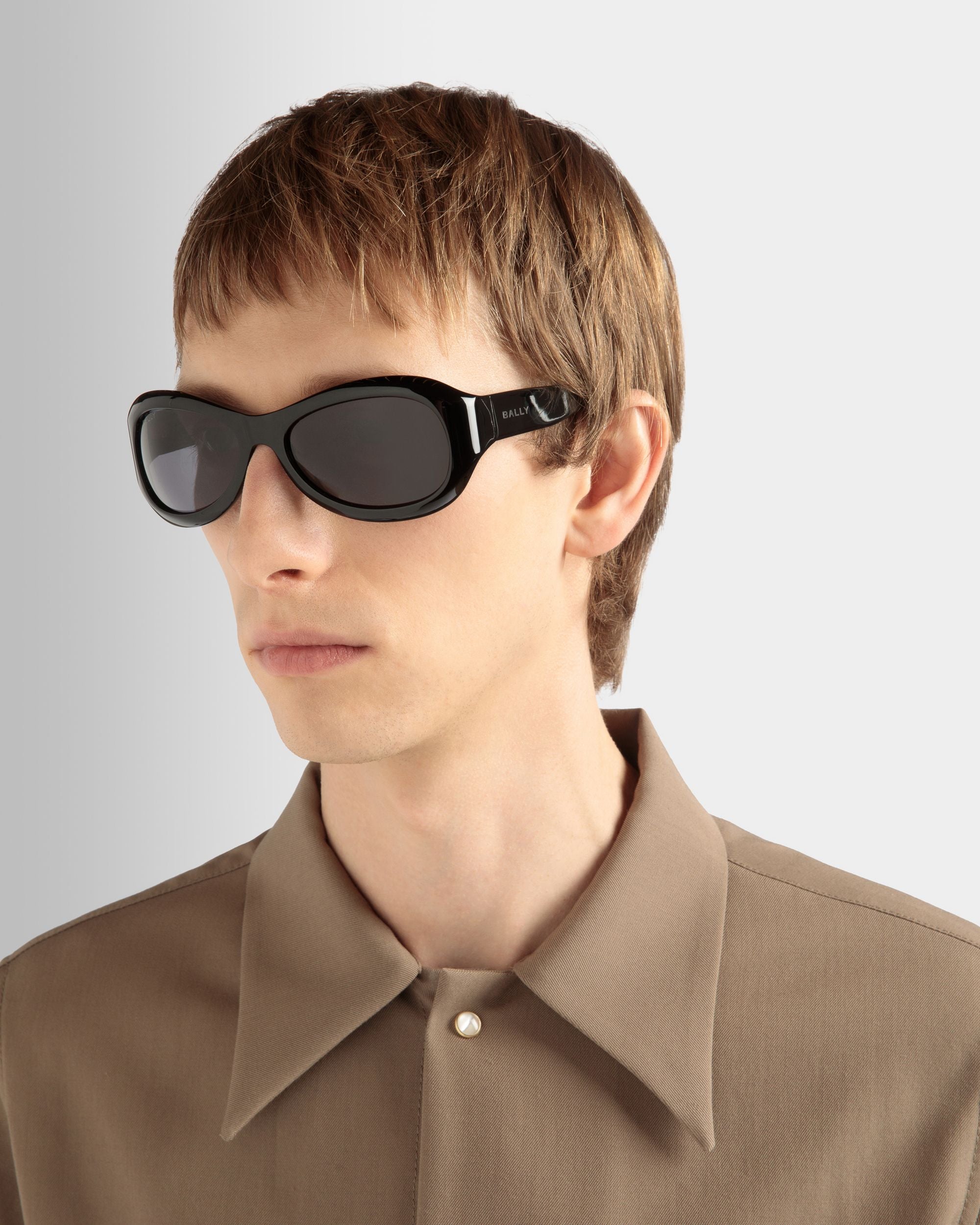 Maurice Acetate Sunglasses in Black and Smoke - Other - Bally - 02