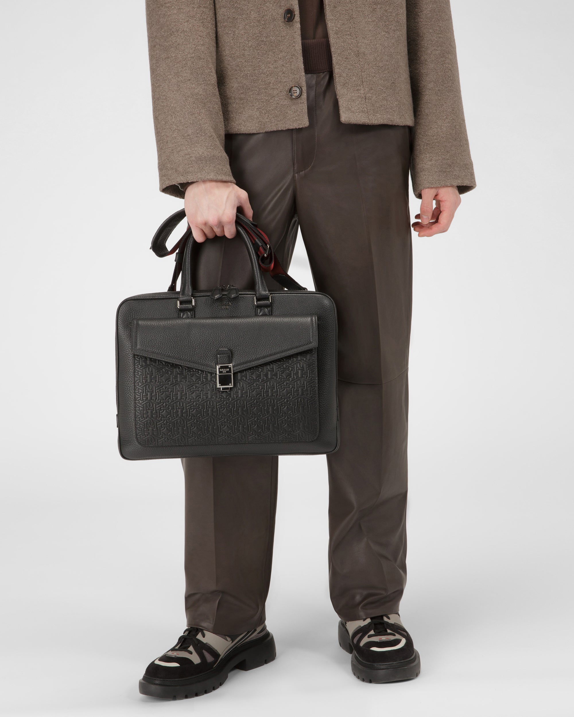 Bertho Leather Business Bag In Black - Men's - Bally - 01