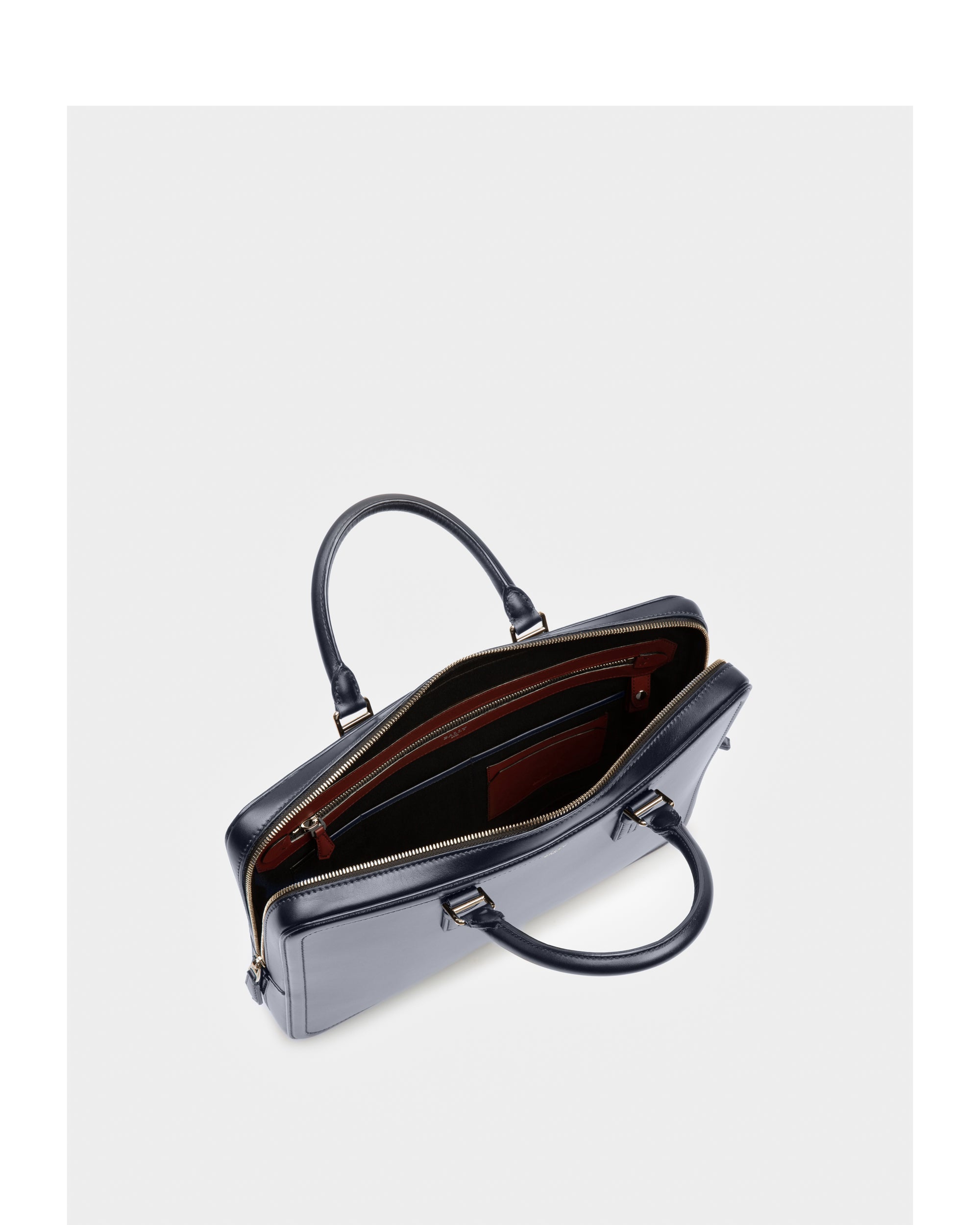 Sergy Leather Business Bag In Navy - Men's - Bally - 04