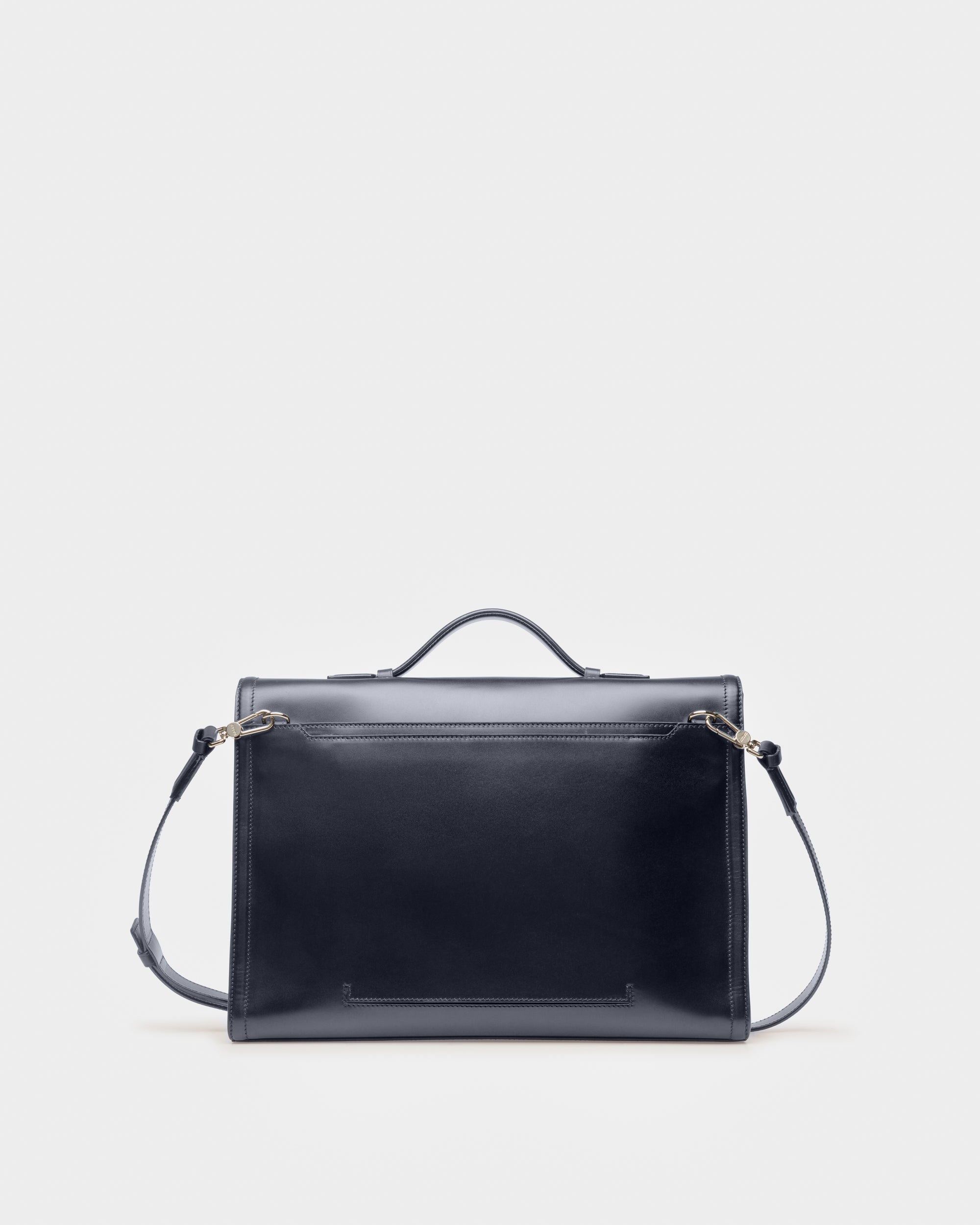 Soroh Leather Briefcase In Navy Leather - Men's - Bally - 03