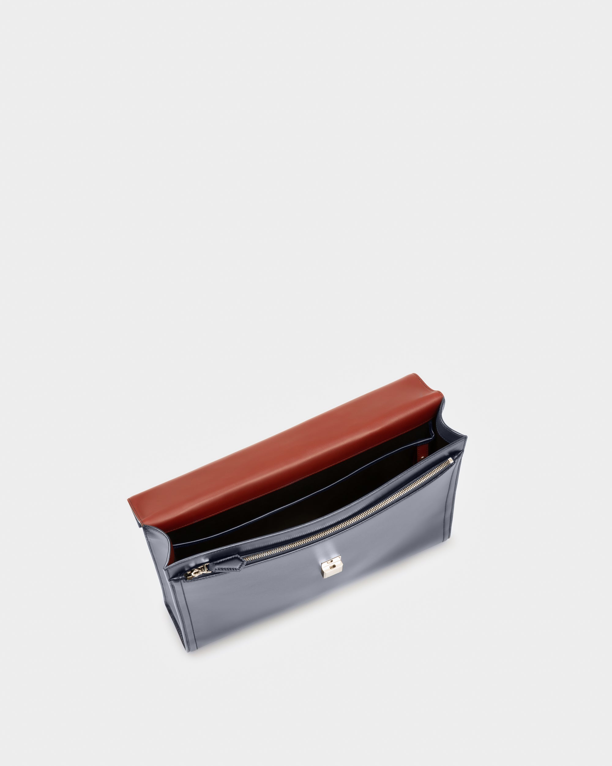 Soroh Leather Briefcase In Navy Leather - Men's - Bally - 04