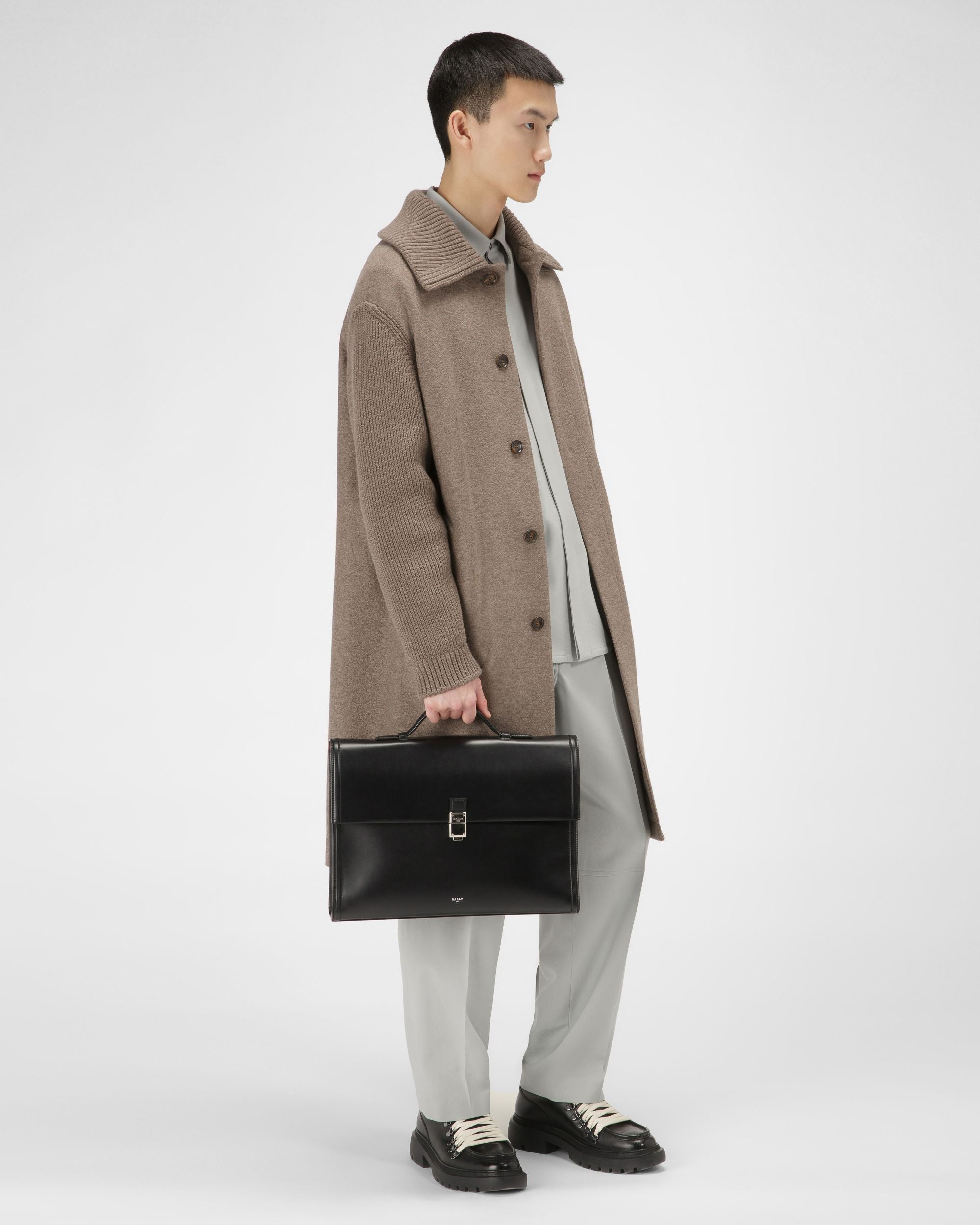Soroh Leather Briefcase In Black Leather - Men's - Bally - 05
