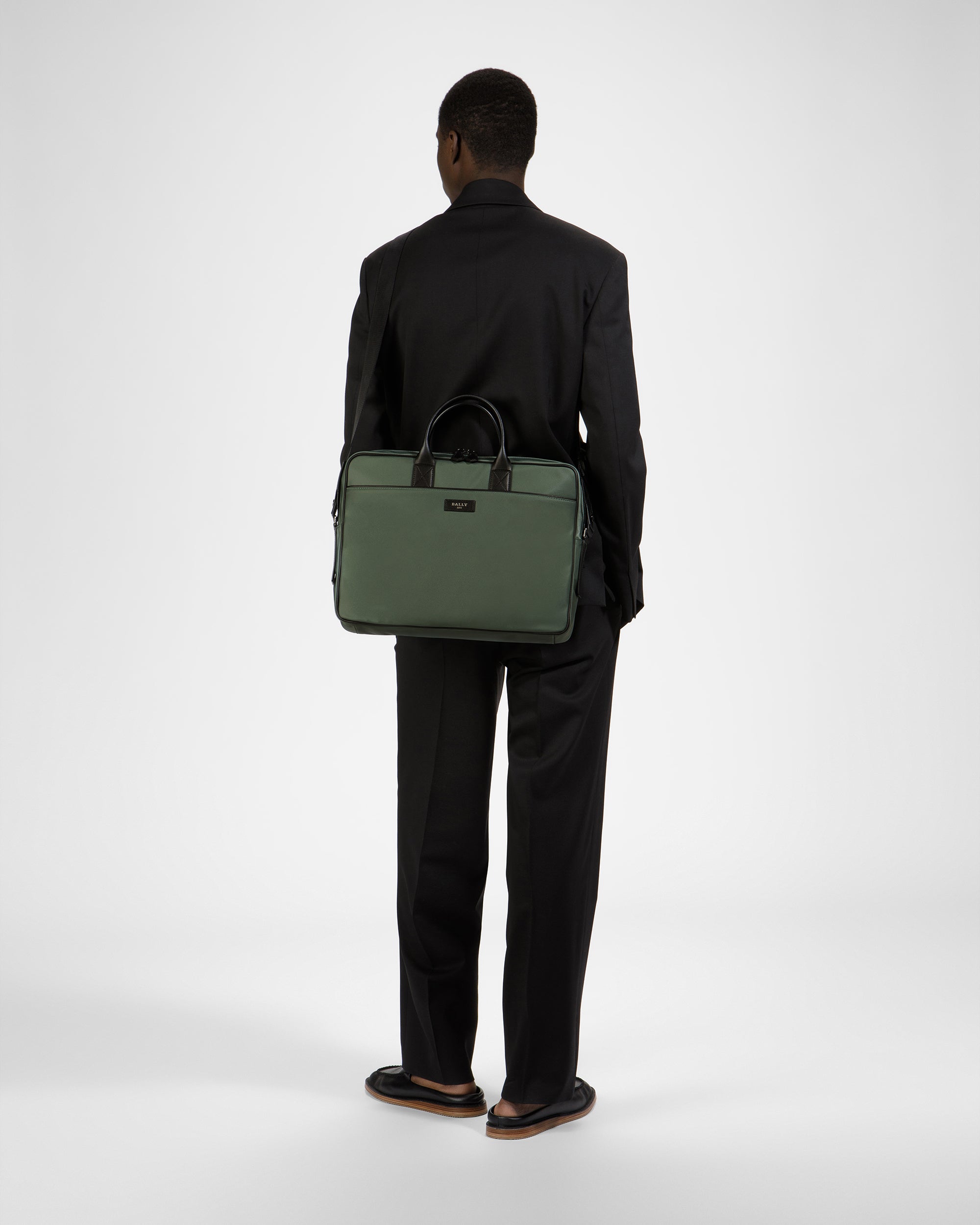Faldy Nylon Business Bag In Sage - Men's - Bally - 06