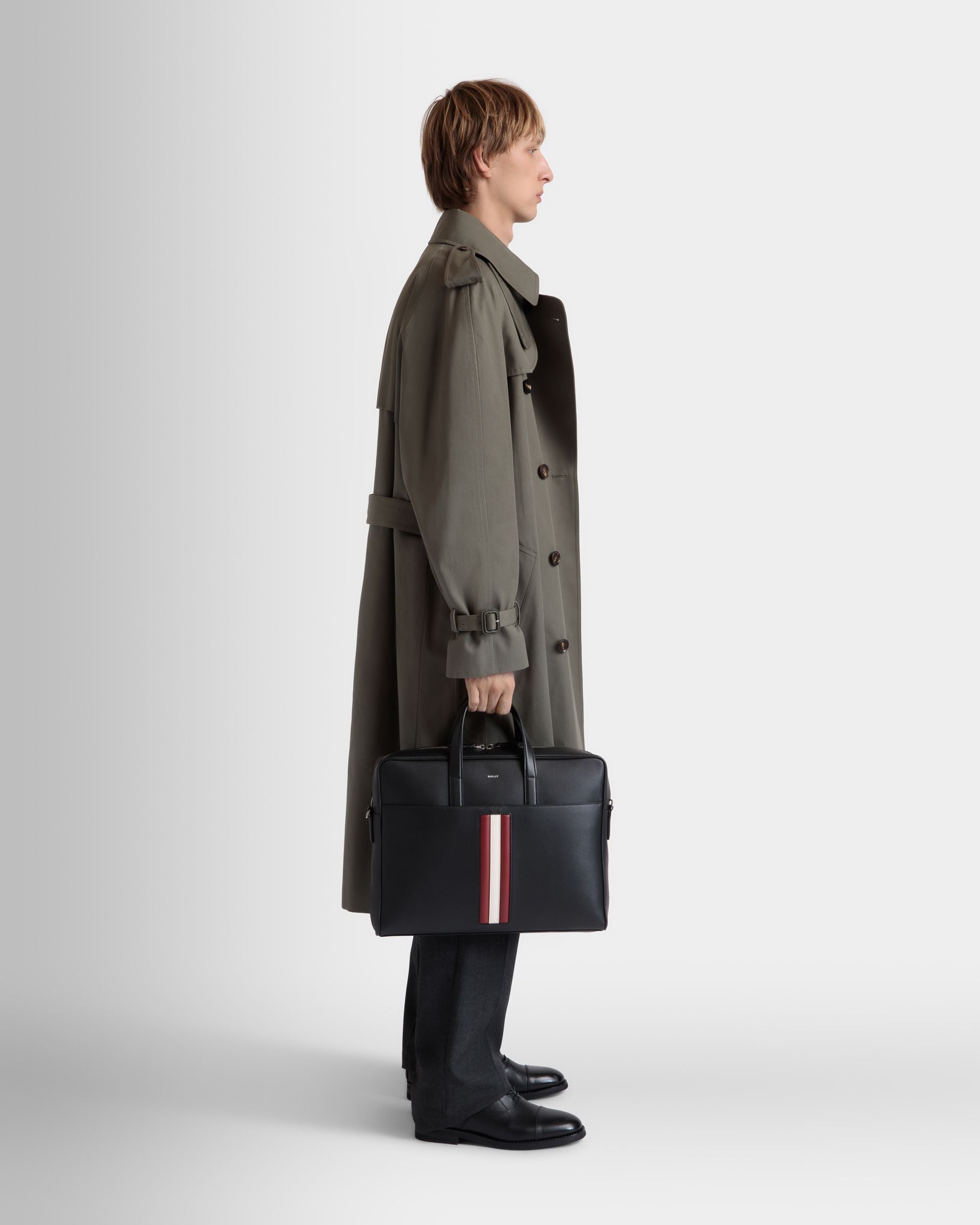 Mythos Briefcase In Black Recycled Leather - Men's - Bally - 02