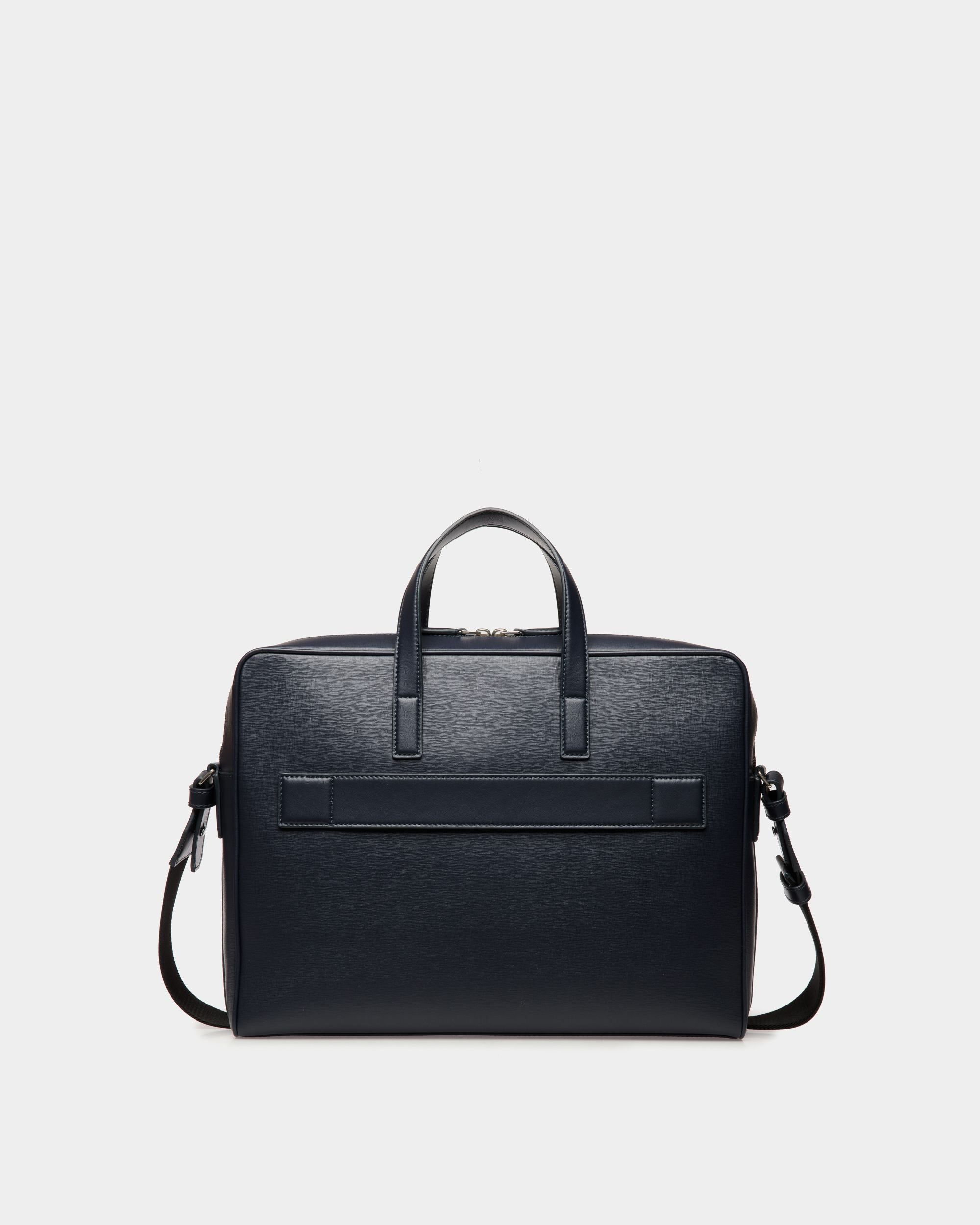 Mythos Briefcase in Navy Blue Recycled Leather - Men's - Bally - 03