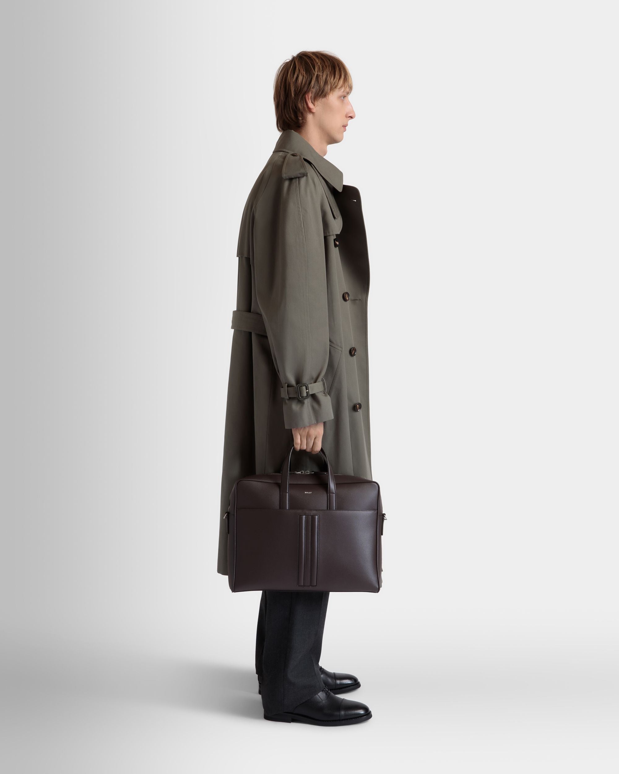 Mythos Briefcase in Ebano Recycled Leather - Men's - Bally - 02