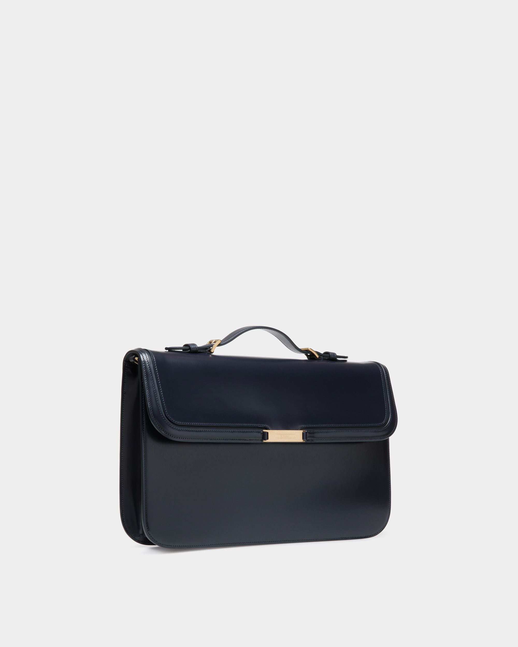 Deco Briefcase in Navy Blue Brushed Leather - Men's - Bally - 04