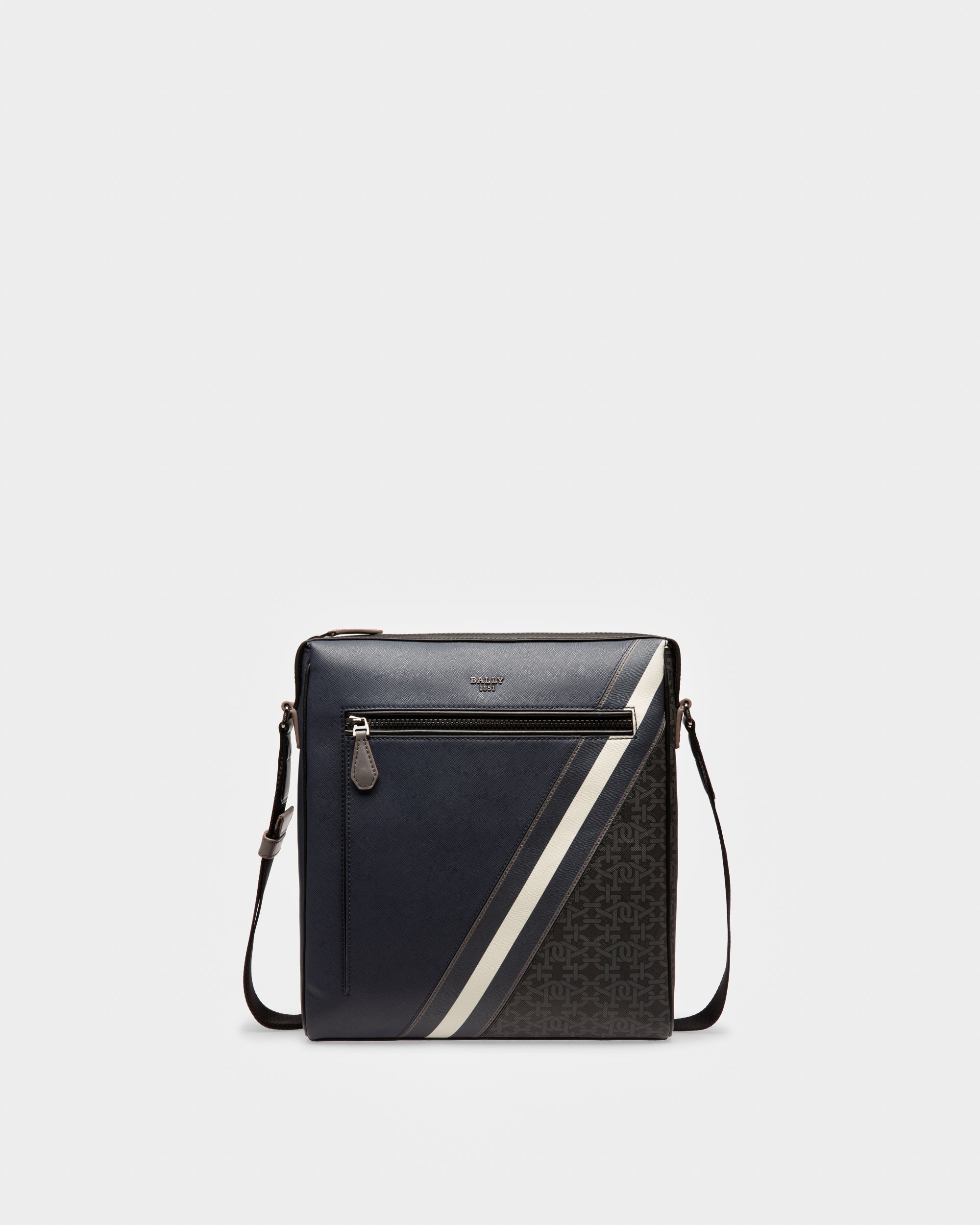 Mecoy Leather Crossbody Bag In Navy - Men's - Bally - 01