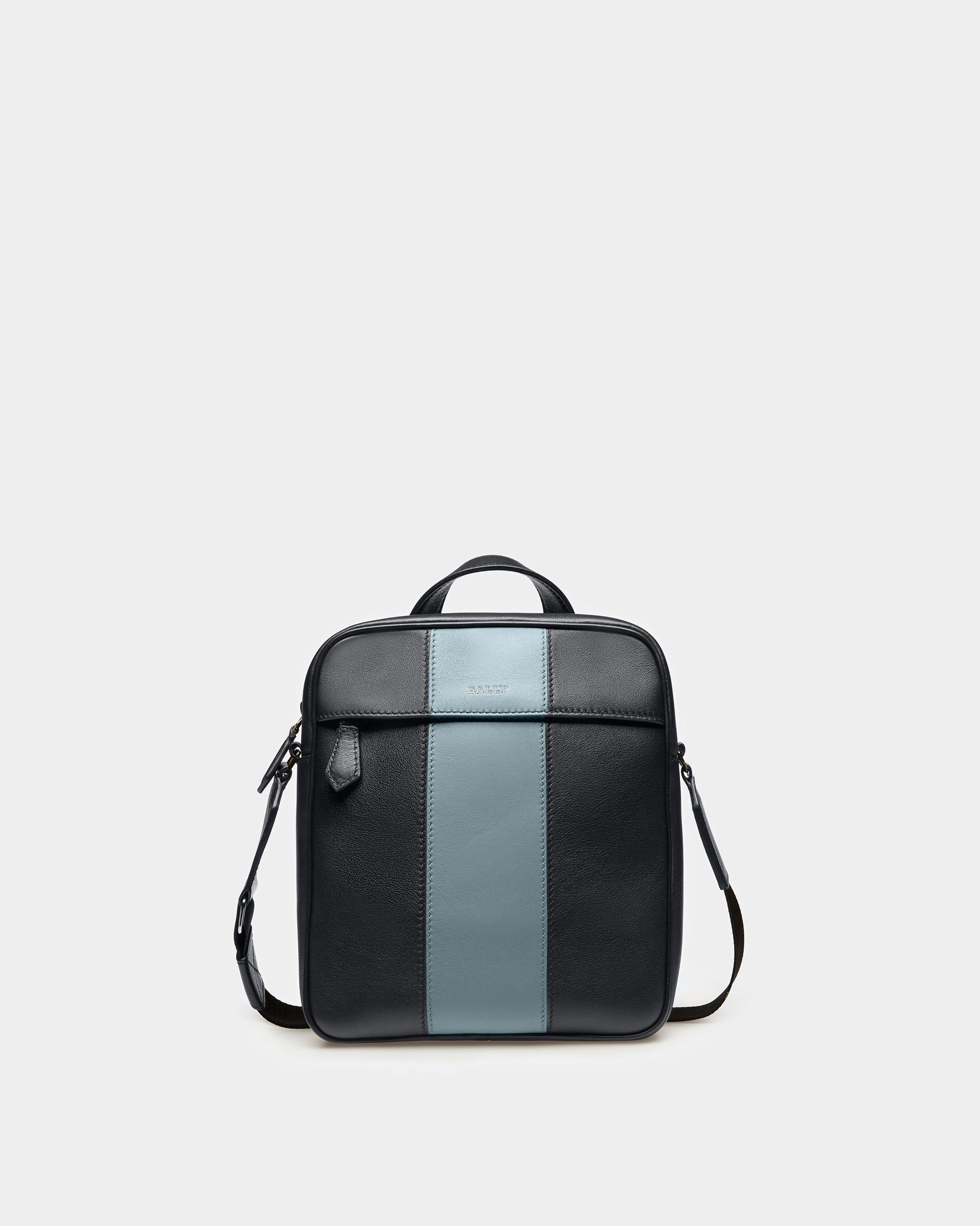 Holmis Leather Crossbody In Midnight Blue And Light Blue - Men's - Bally - 01
