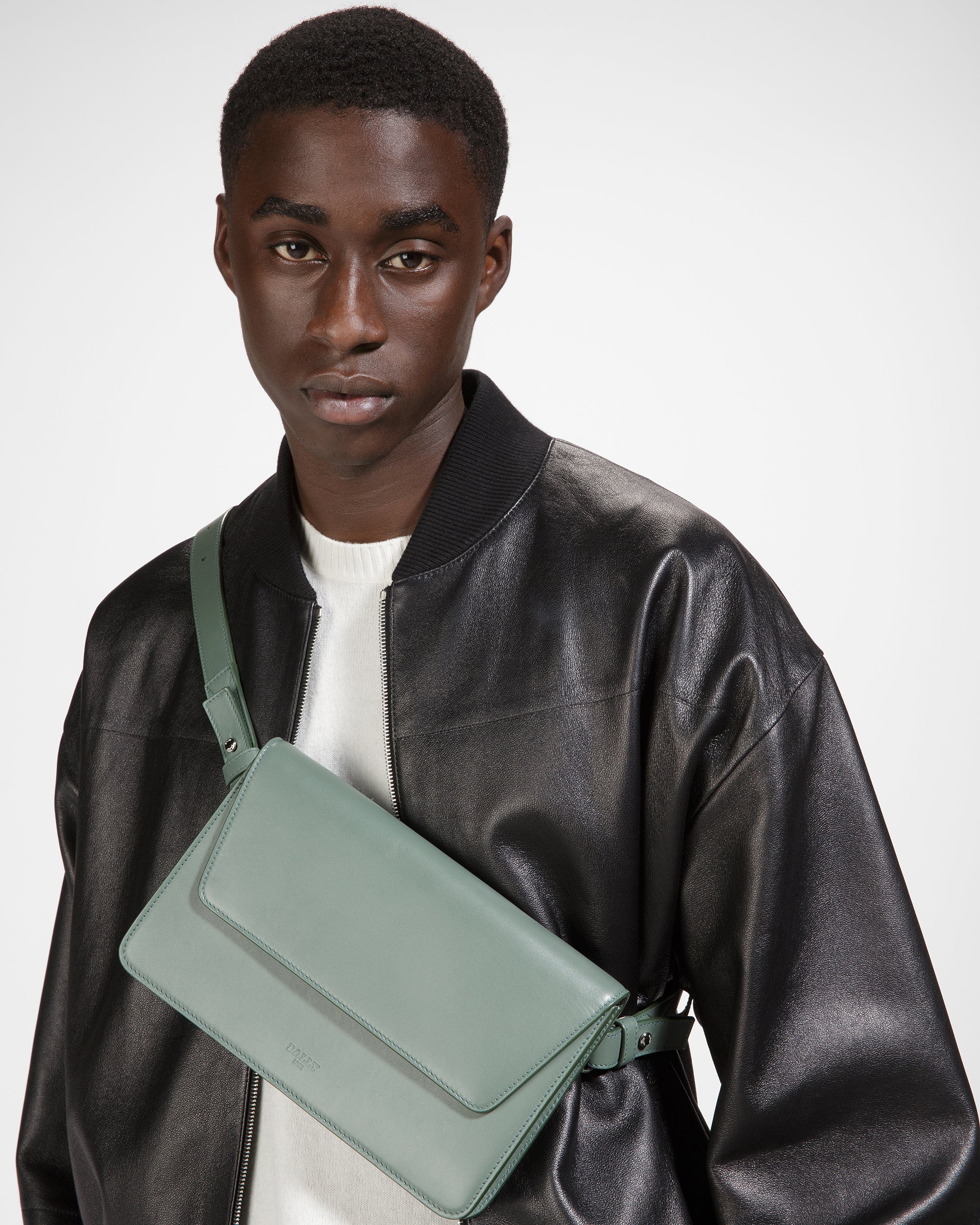 Acres Leather Crossbody In Sage - Men's - Bally - 02