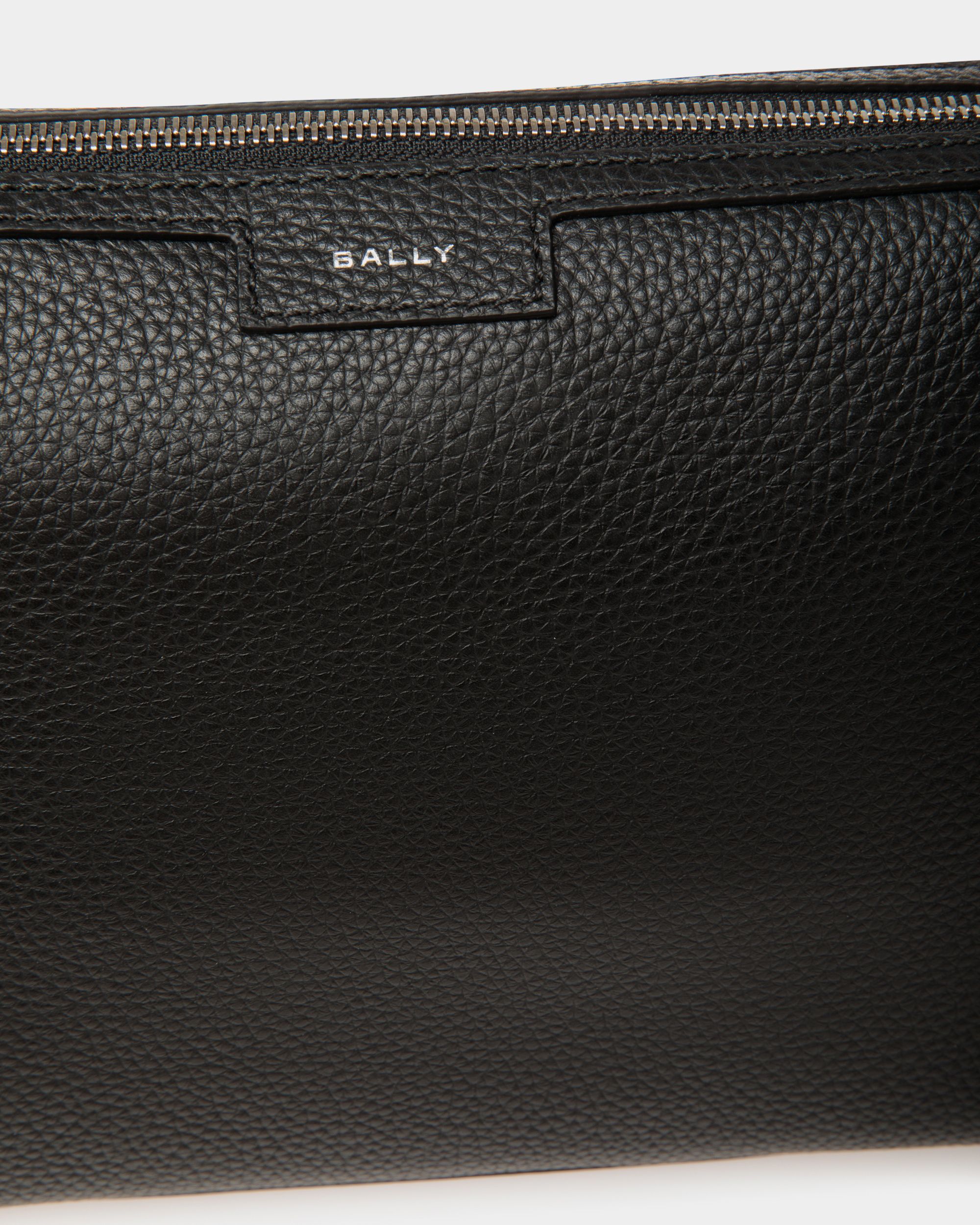 Code Small Messenger Bag in Black Grained Leather - Men's - Bally - 05