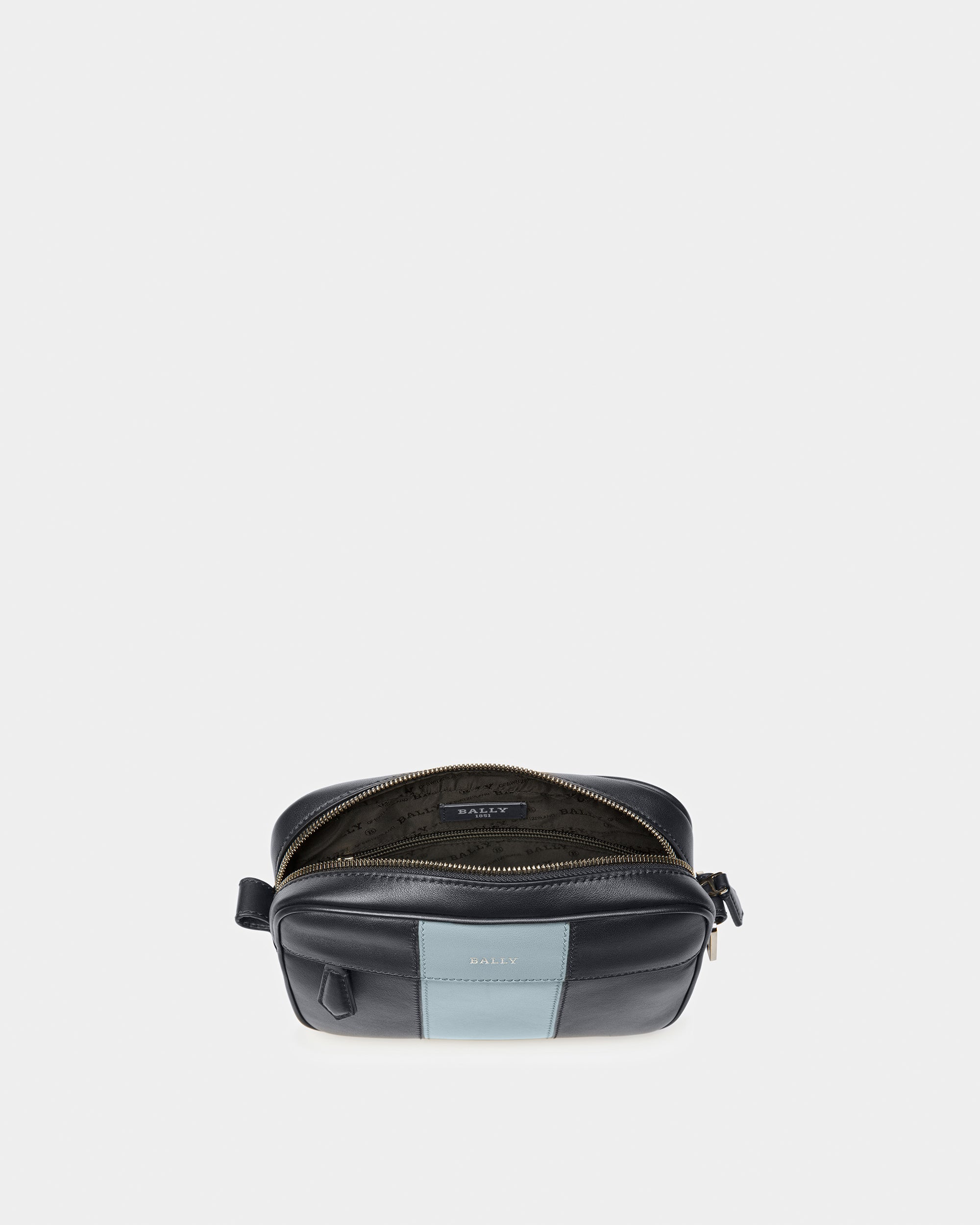 Hal Leather Crossbody In Midnight Blue And Light Blue - Men's - Bally - 04