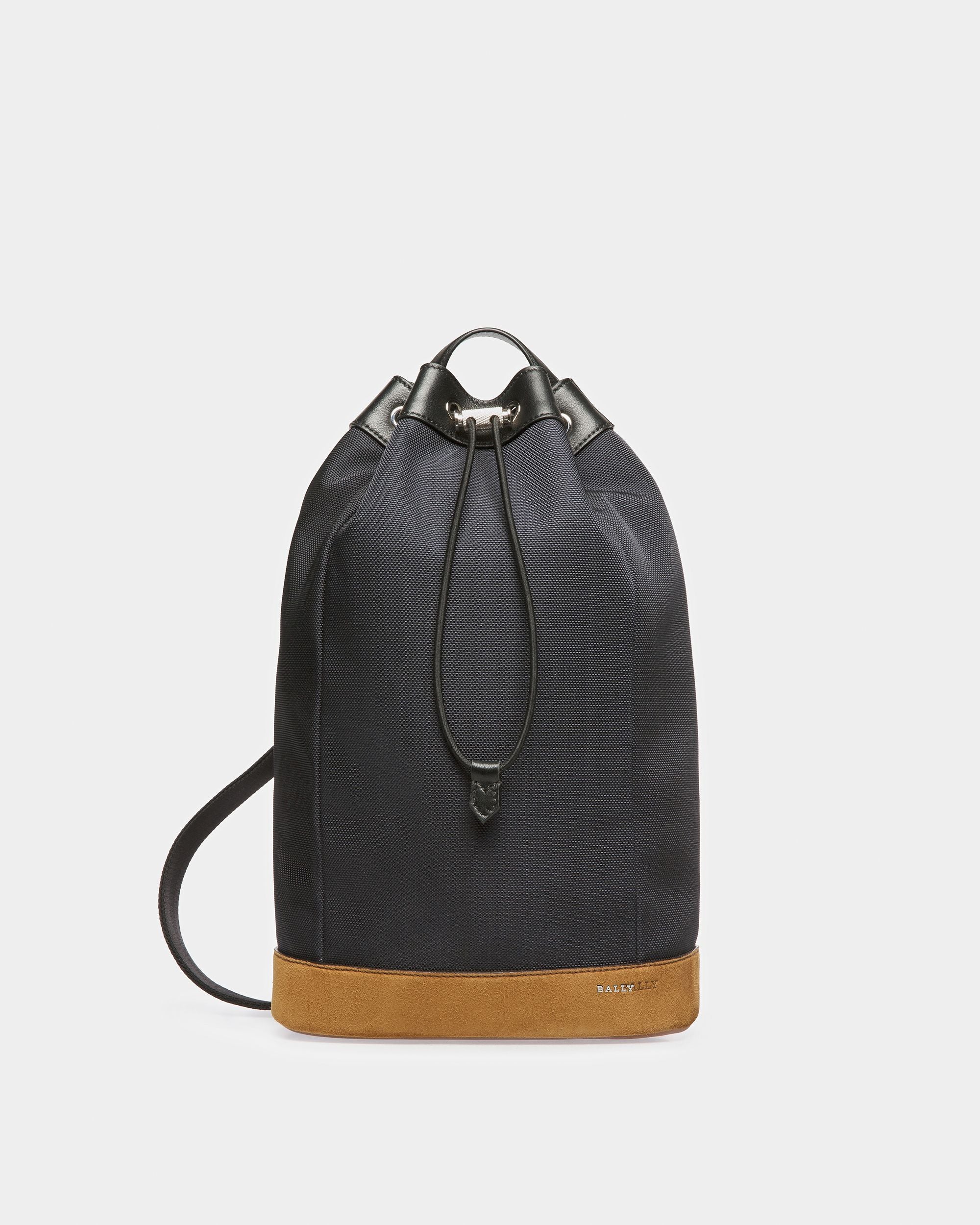 Cazes Leather And Nylon Sling Bag In Midnight - Men's - Bally - 01
