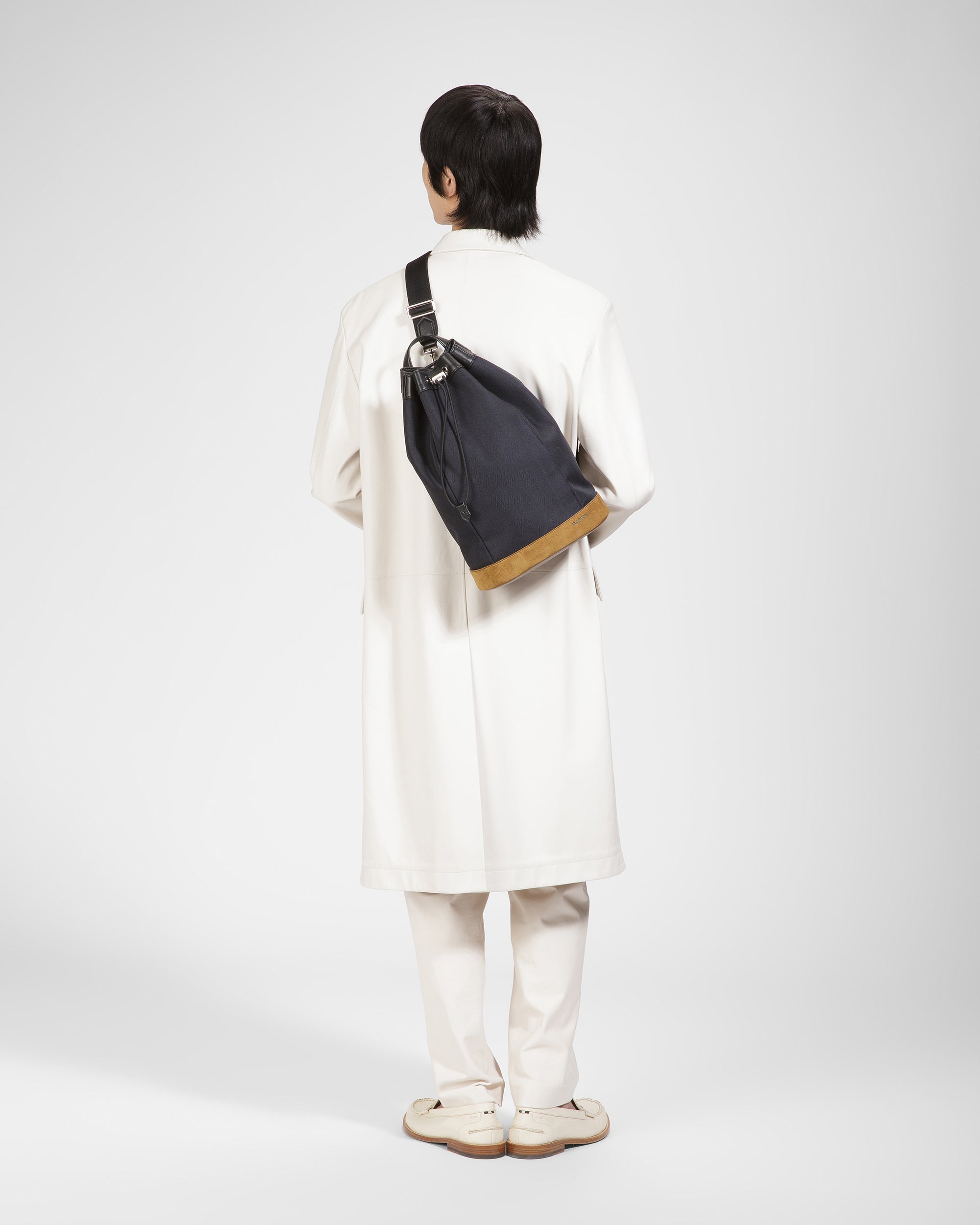 Cazes Leather And Nylon Sling Bag In Midnight - Men's - Bally - 06