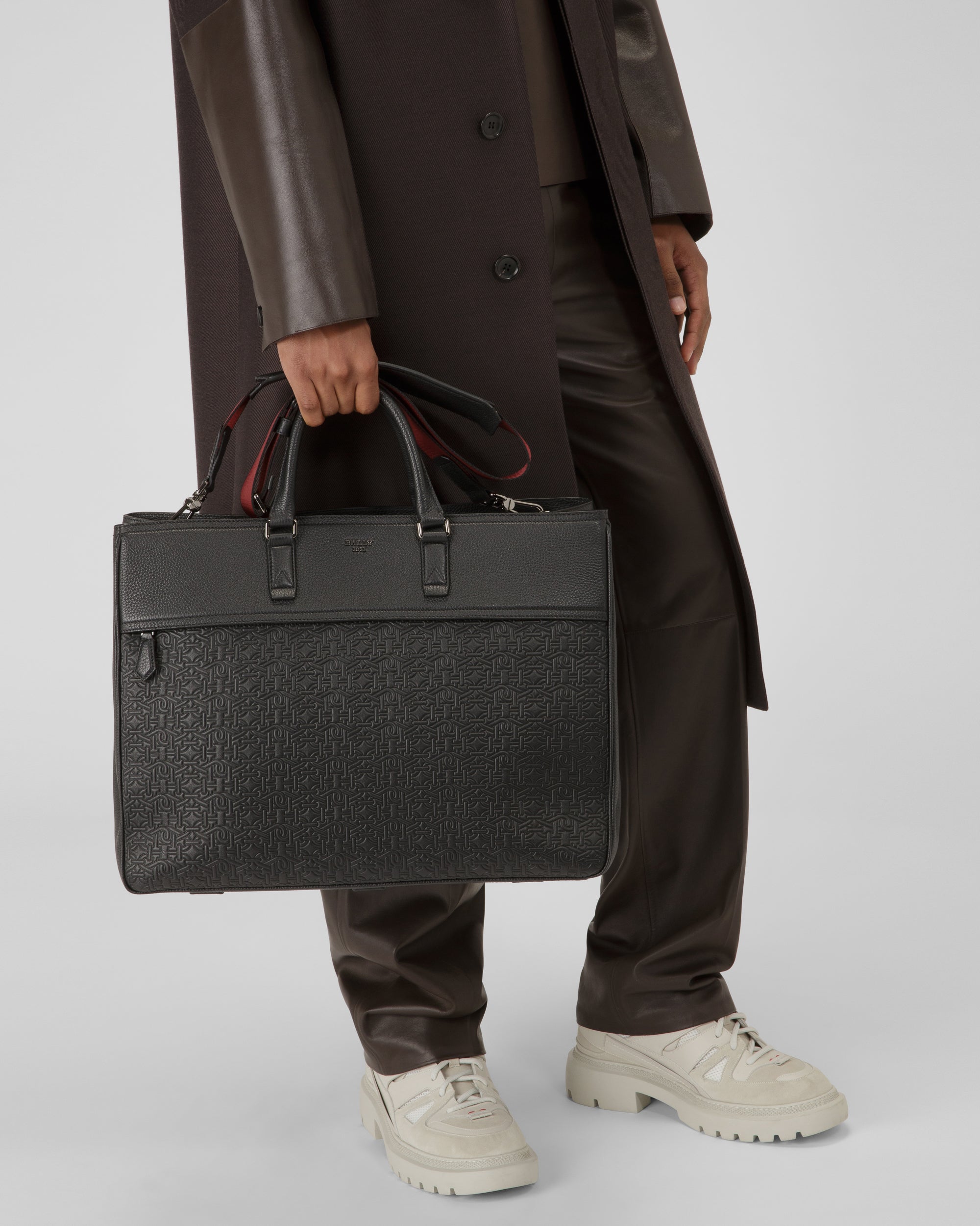 Brako Leather Tote In Black - Men's - Bally - 03