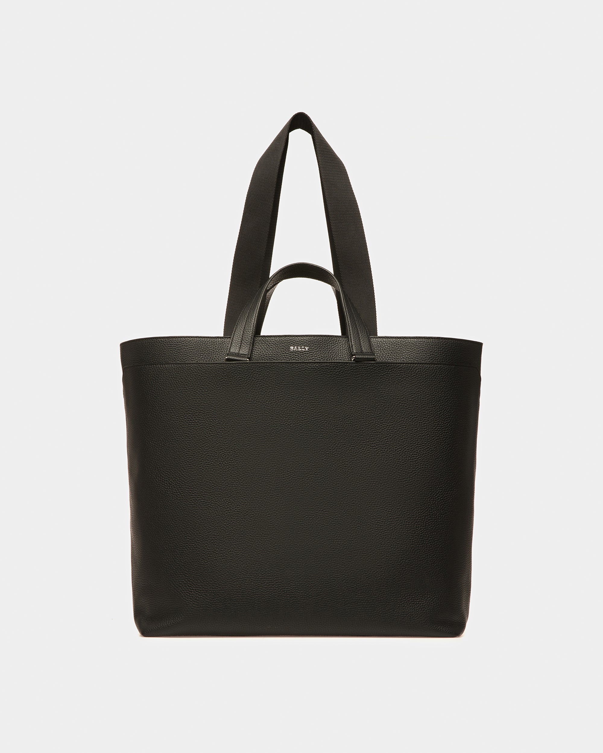 Havid Leather Tote In Black And Palladium - Men's - Bally - 01