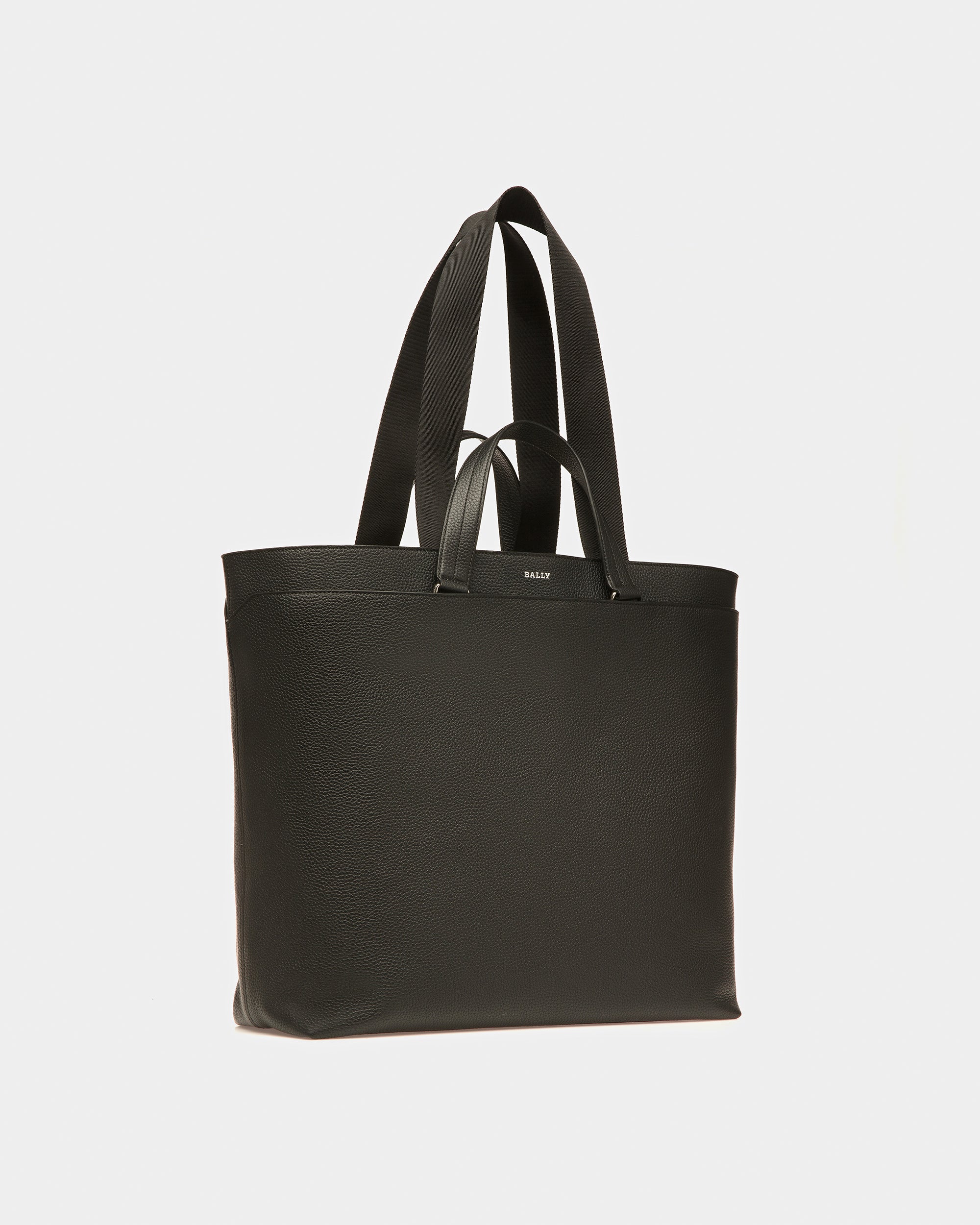 Havid Leather Tote In Black And Palladium - Men's - Bally - 04