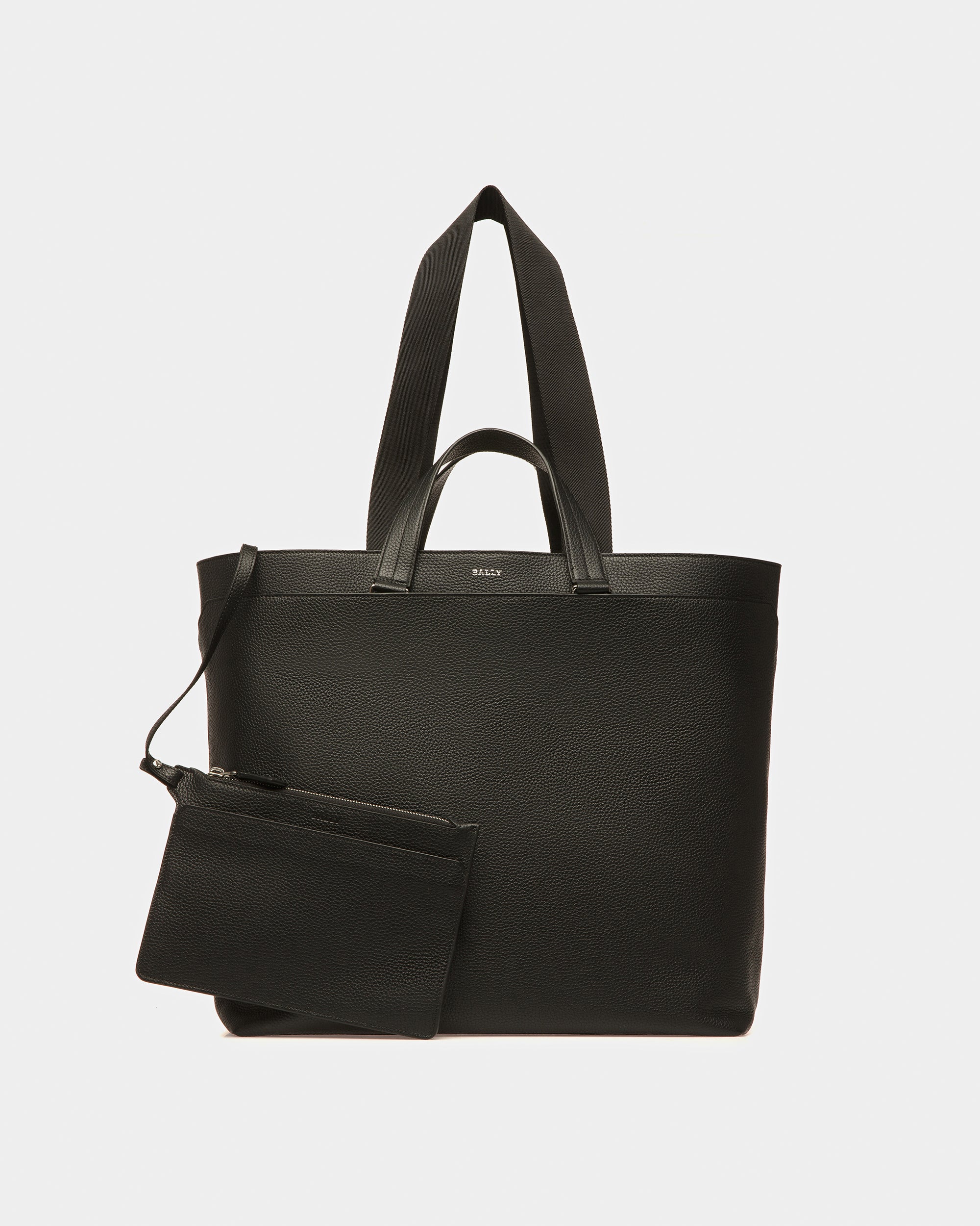 Havid Leather Tote In Black And Palladium - Men's - Bally - 06