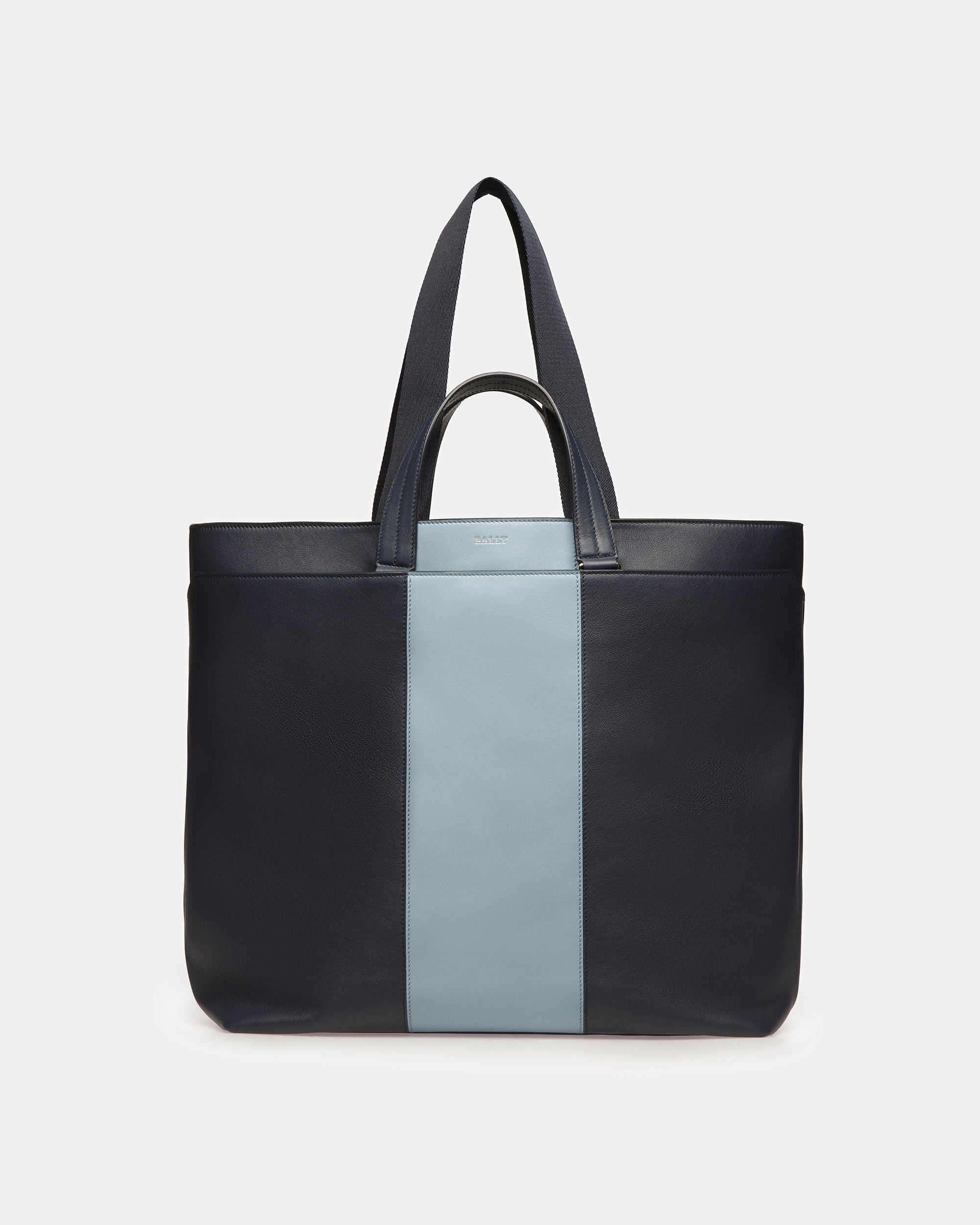 Havid Leather Tote In Midnight Blue And Light Blue - Men's - Bally - 01