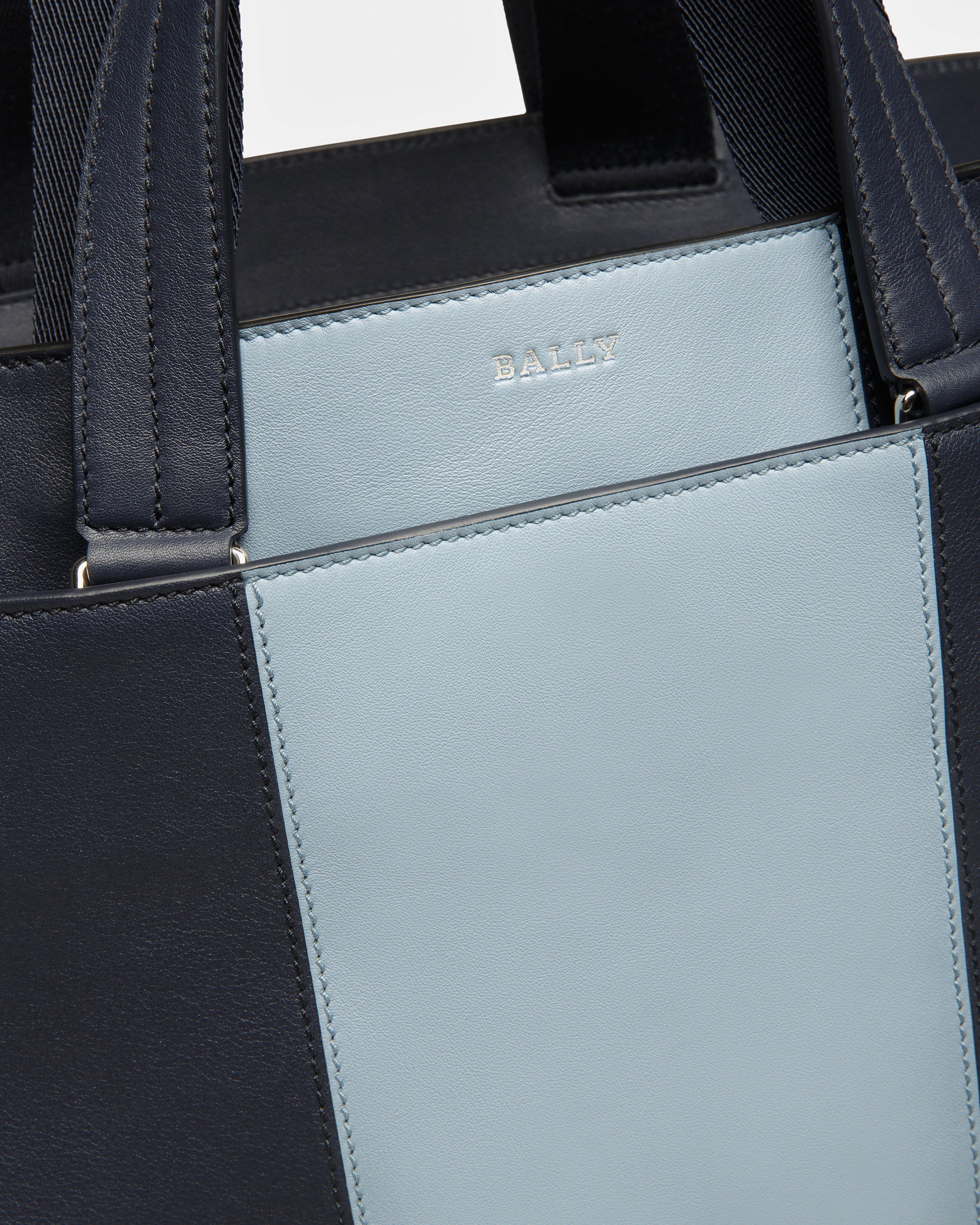 Havid Leather Tote In Midnight Blue And Light Blue - Men's - Bally - 05