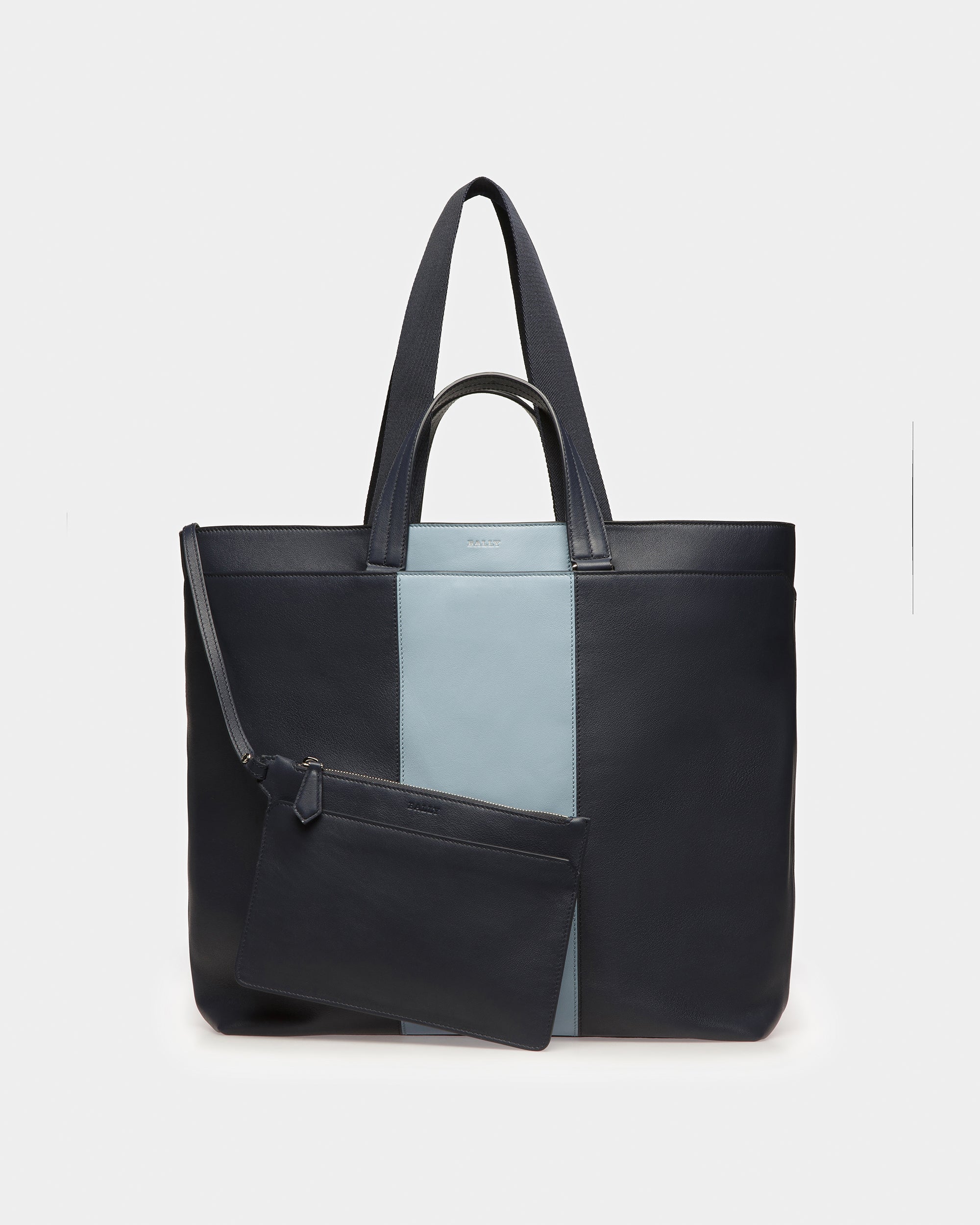Havid Leather Tote In Midnight Blue And Light Blue - Men's - Bally - 09