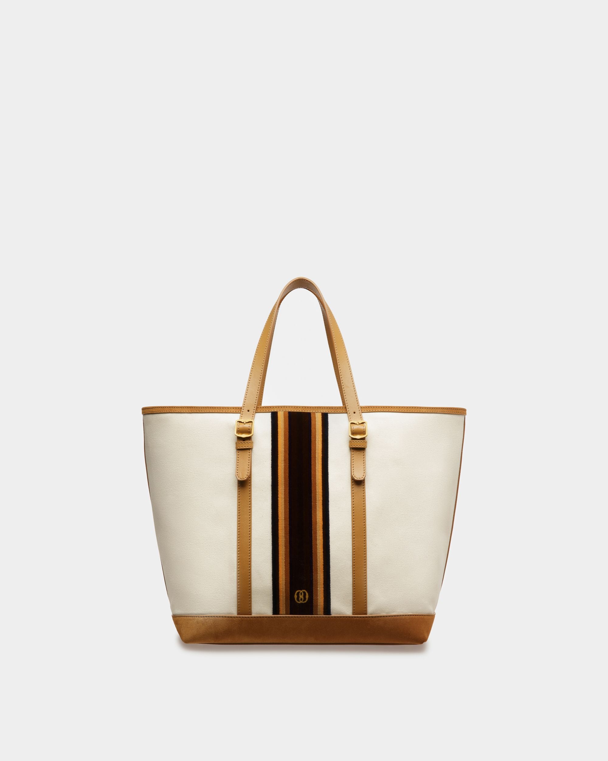 Gare Tote Bag In Natural And Desert Fabric - Men's - Bally - 01