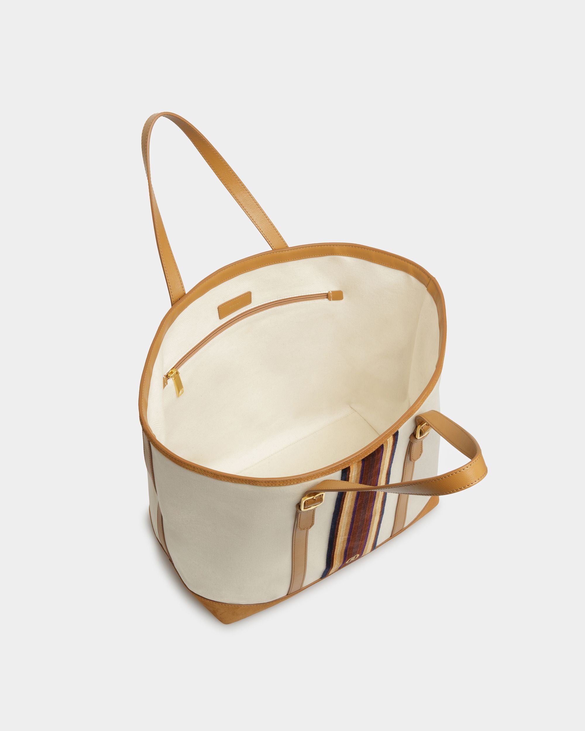 Gare Tote Bag In Natural And Desert Fabric - Men's - Bally - 05