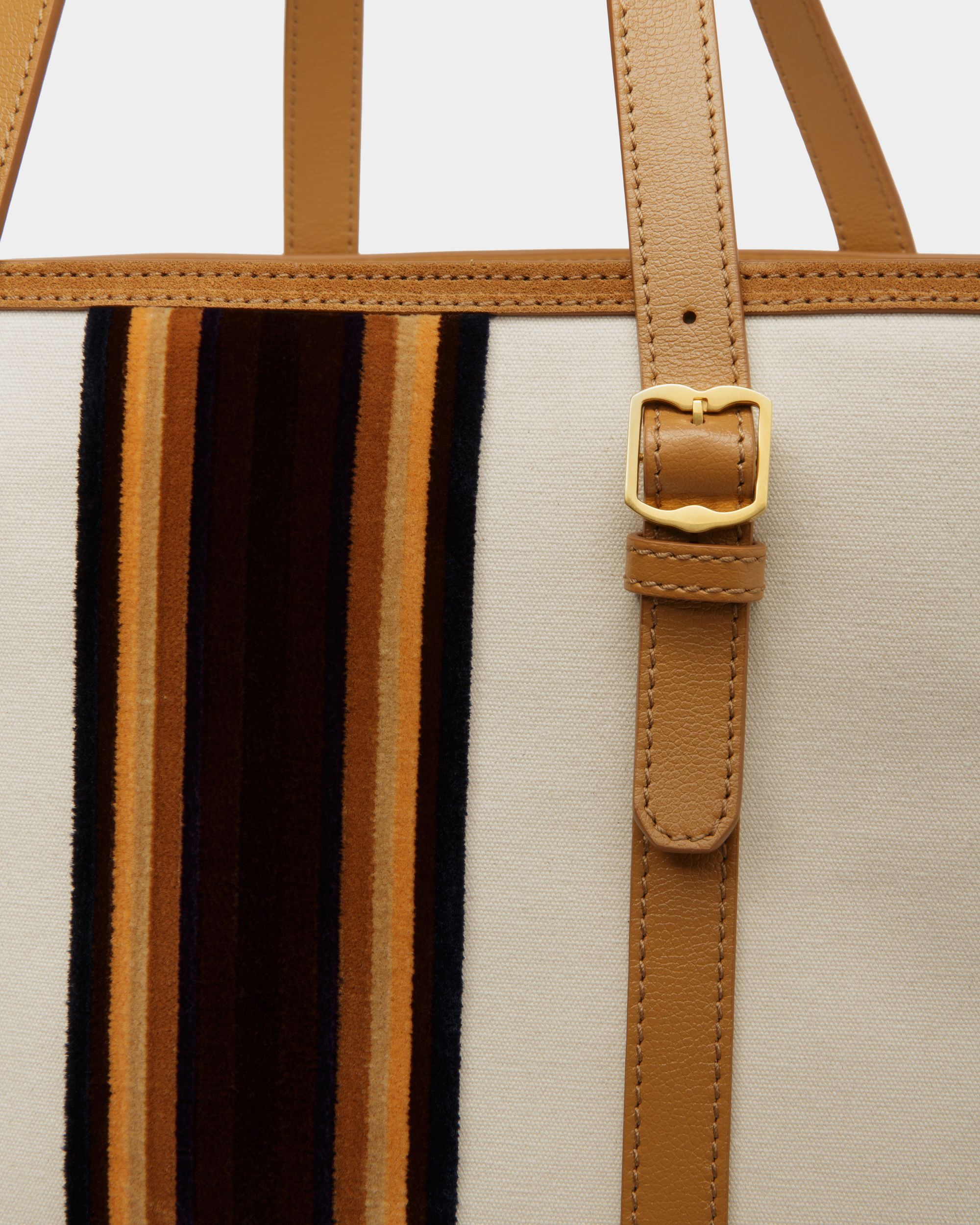 Gare Tote Bag In Natural And Desert Fabric - Men's - Bally - 06